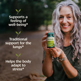 Tulsi Banyan Botanicals – comprimés en gros plan, soutien potentiel des voies respiratoires.