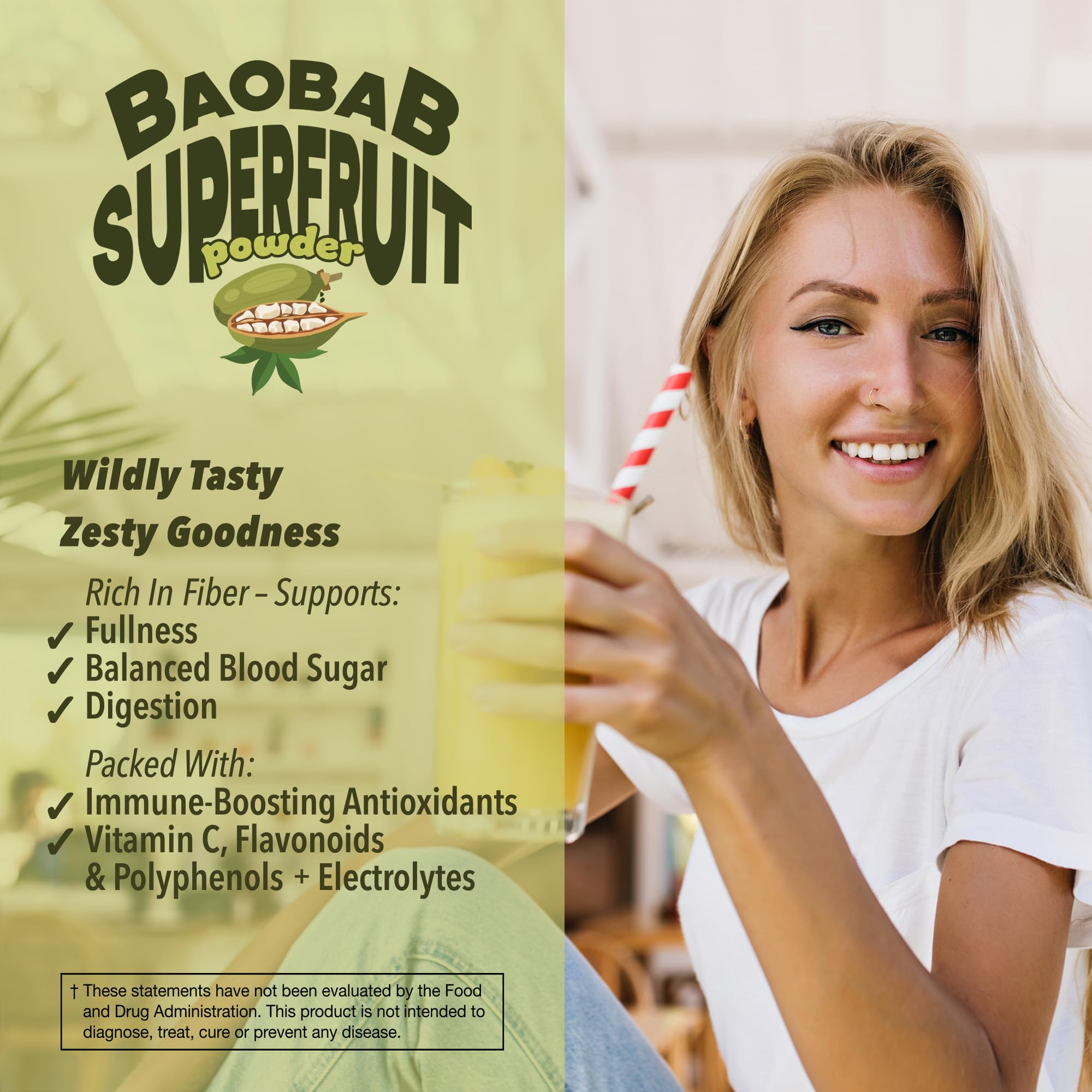 Baobest poudre baobab Bio dans un verre d'eau – mélange facile.