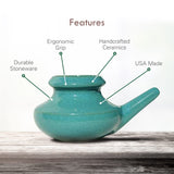 Baraka Neti Pot Jade, capacité 10 oz, idéal pour des rinçages précis.