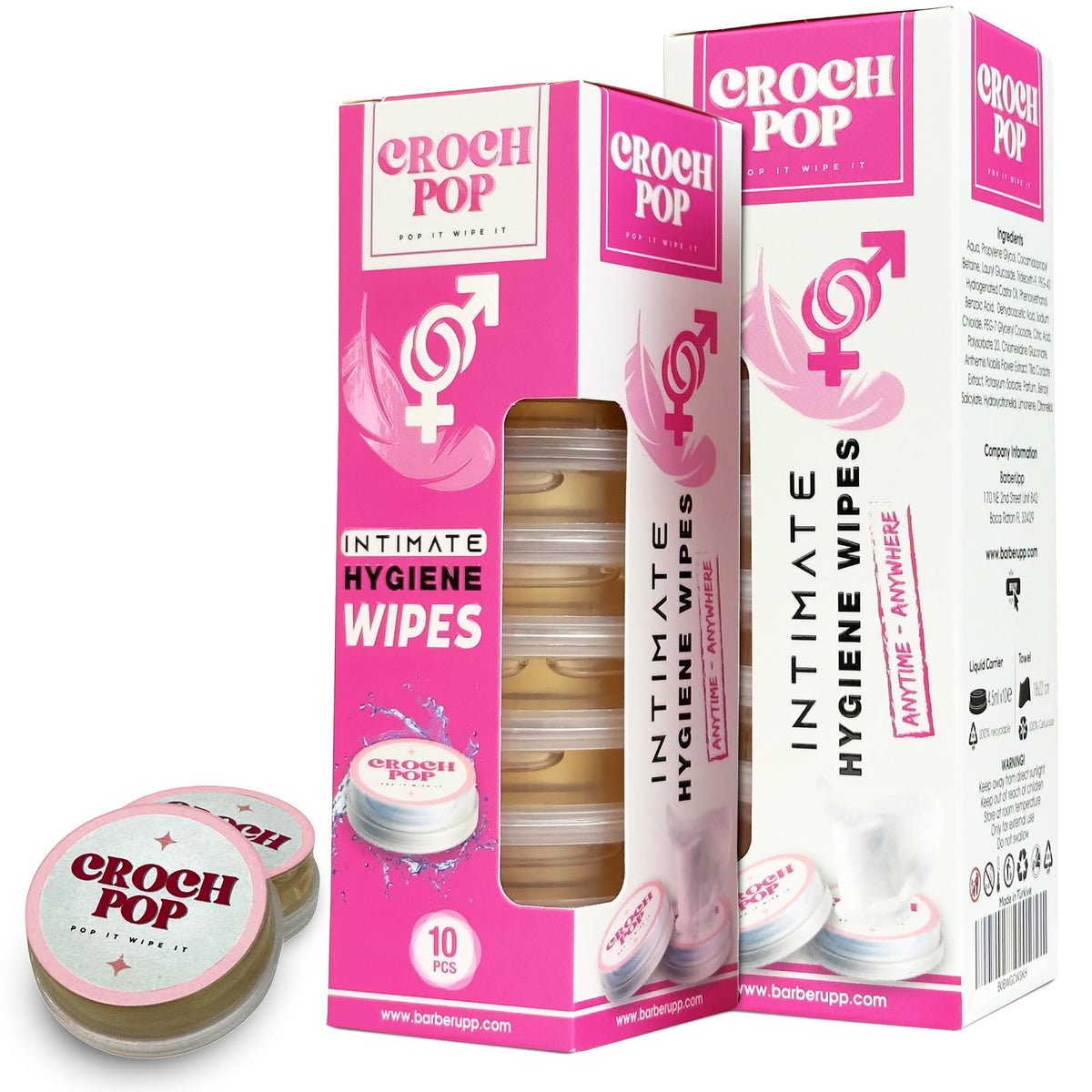 Lingettes Barberupp en emballage individuel, pratique pour l hygiène quotidienne en déplacement