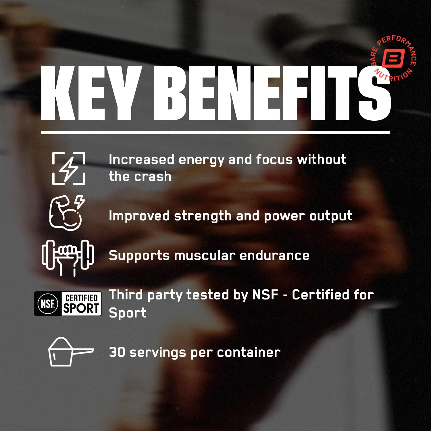 Flight Pre Workout Bare Performance Nutrition: cuillère-dose pour une mesure précise.