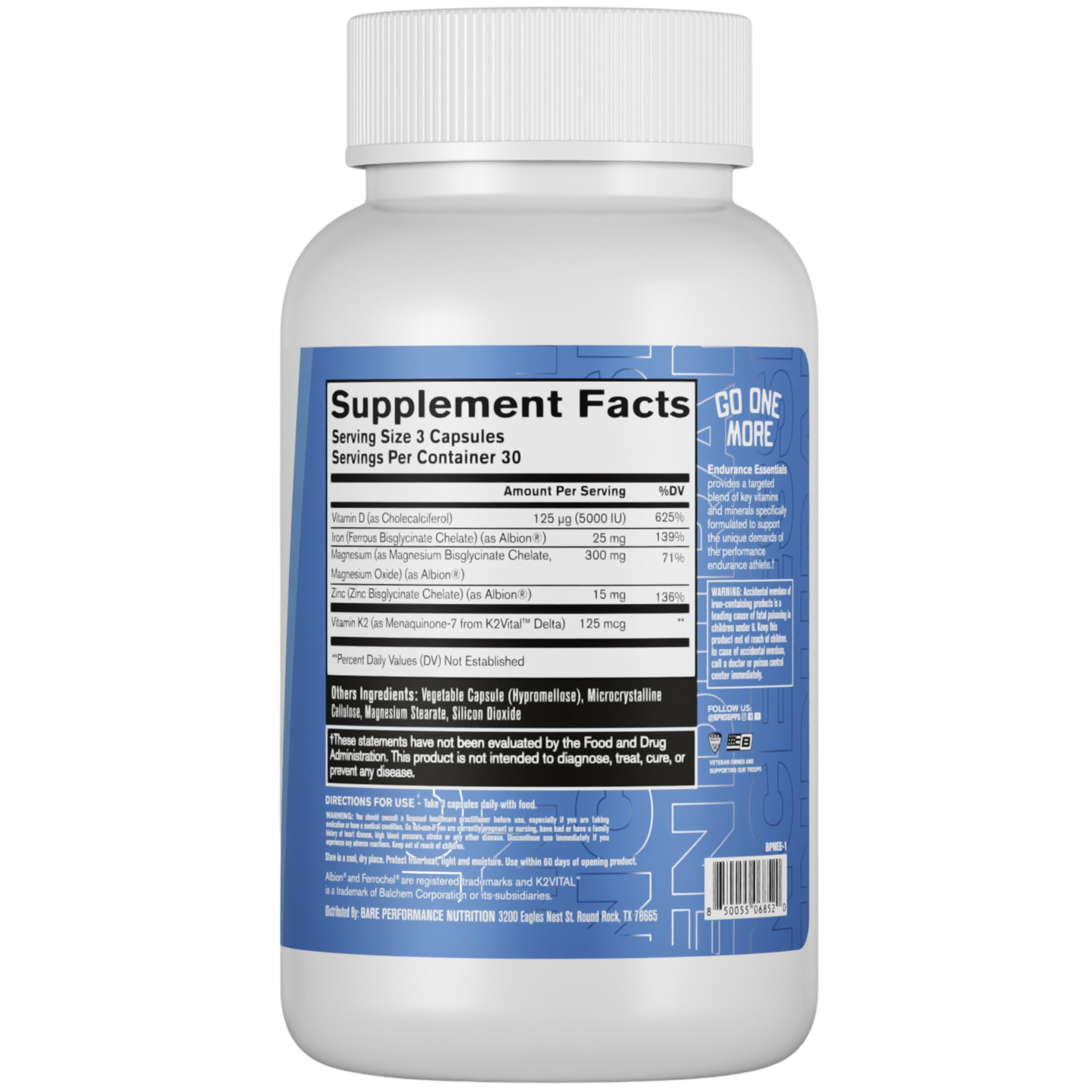 BARE PERFORMANCE NUTNUTRITION Endurance Essentials – cuillère-doseur, dosage pratique pour entraînements réguliers