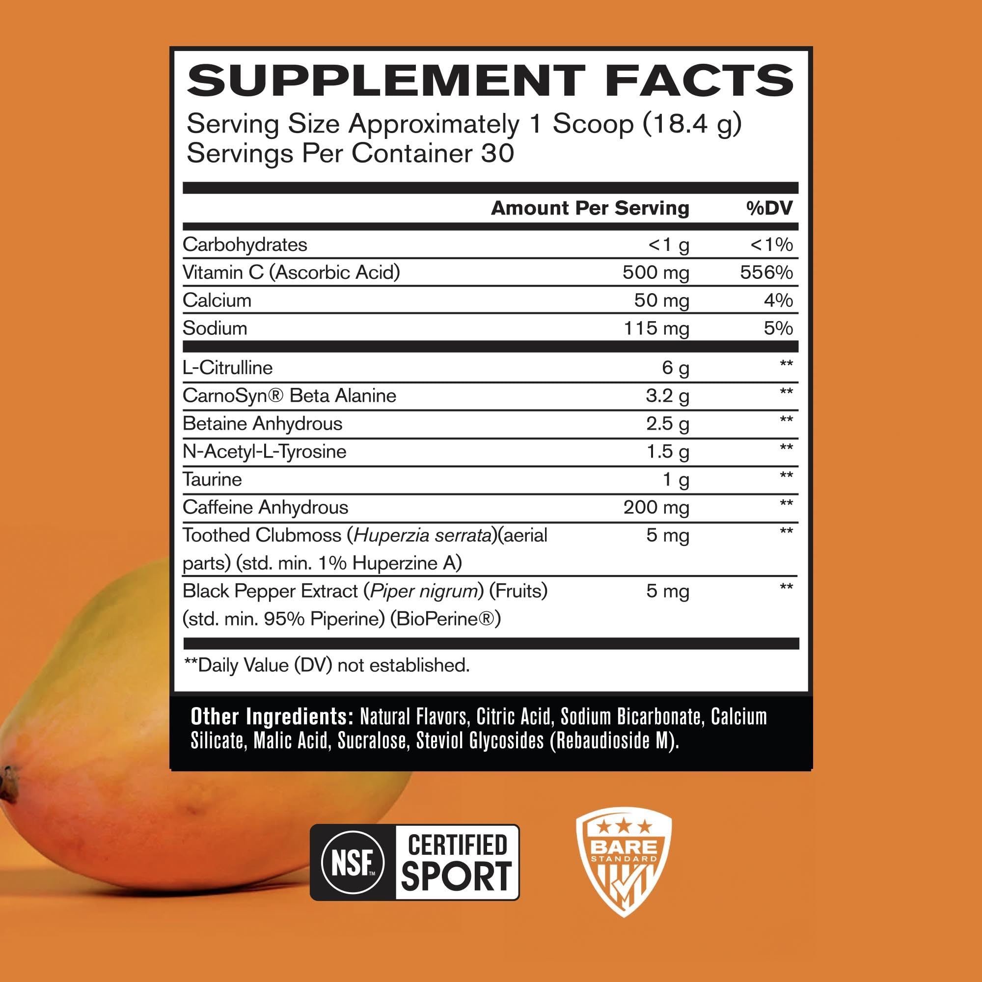 BPN Flight Pre Workout – étiquette mangue, saveur et formule visibles