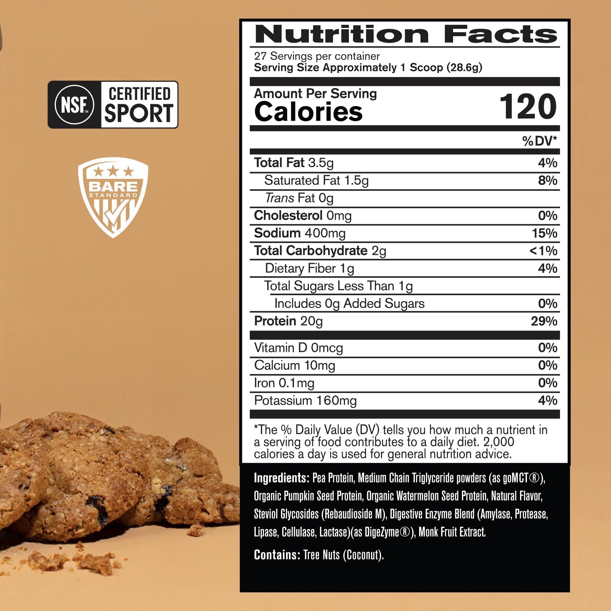 Bare Performance Nutrition protéine pois et graines pastèque pour récupération potentielle.