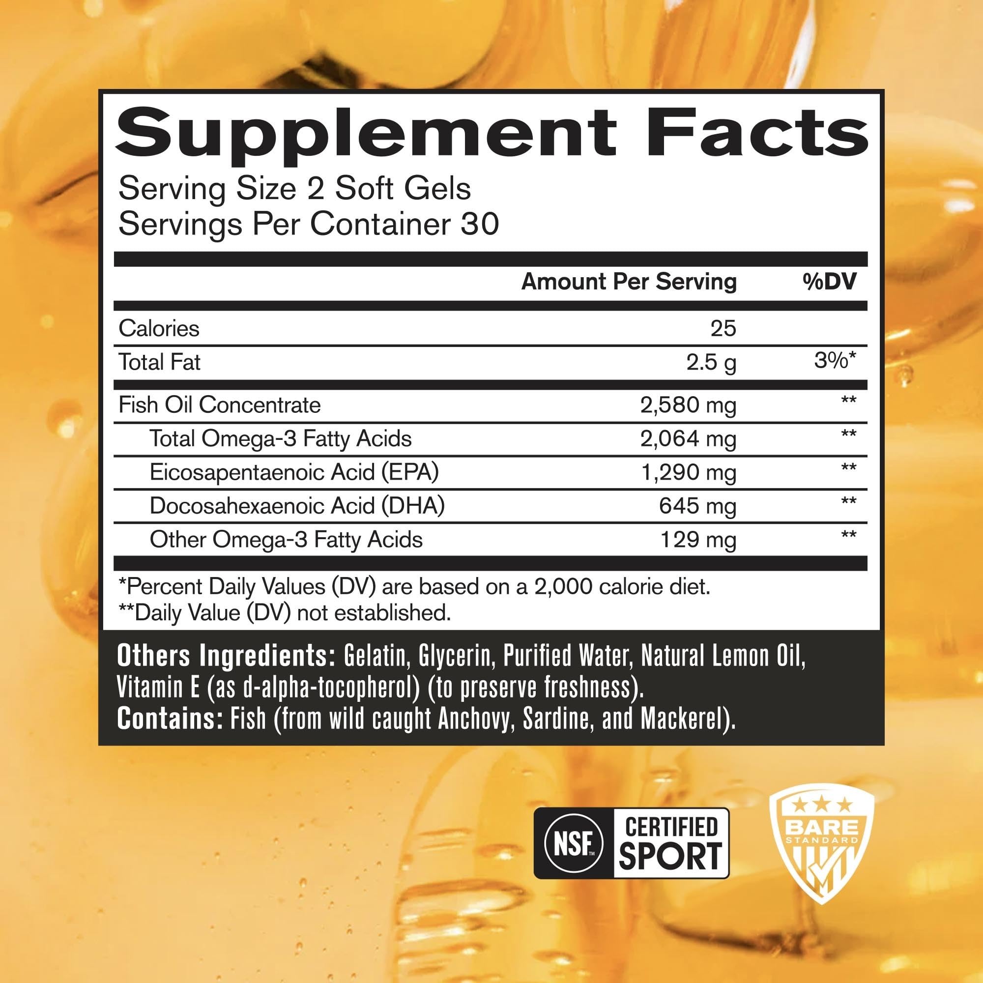 BARE PERFORMANCE NUTRITION Strong Omega: anchois sauvages pour acides gras essentiels