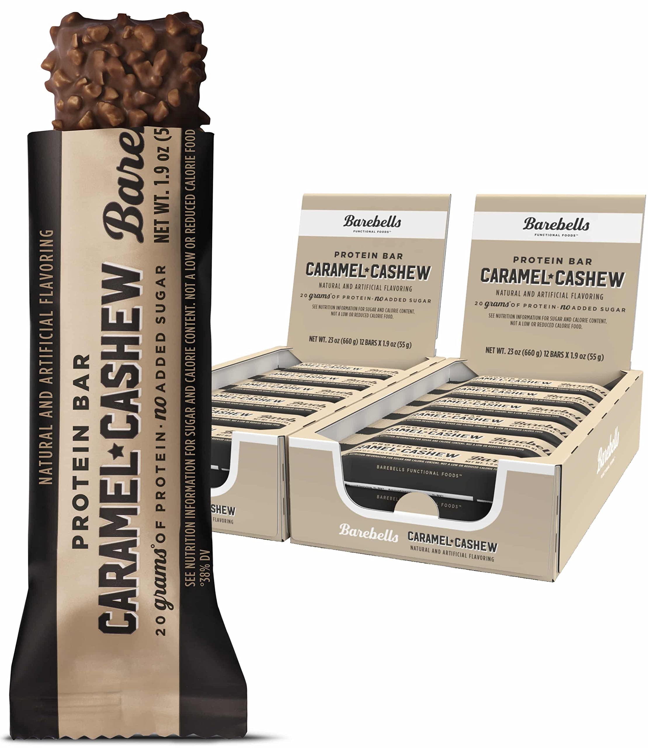 Barre Barebells caramel cashew en emballage pratique pour le voyage