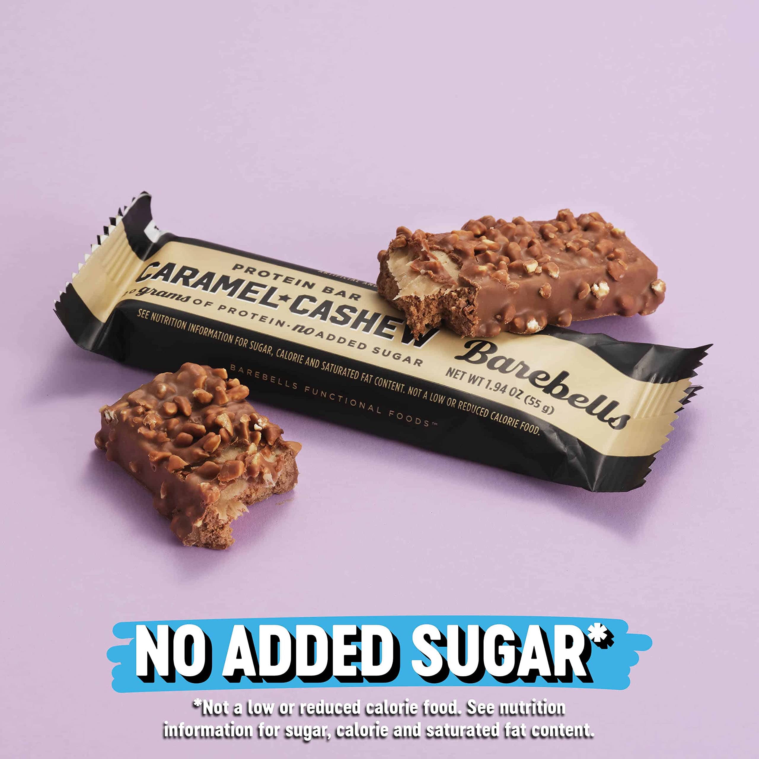 Barre Barebells caramel cashew, 20 g protéines et 1 g de sucre par barre