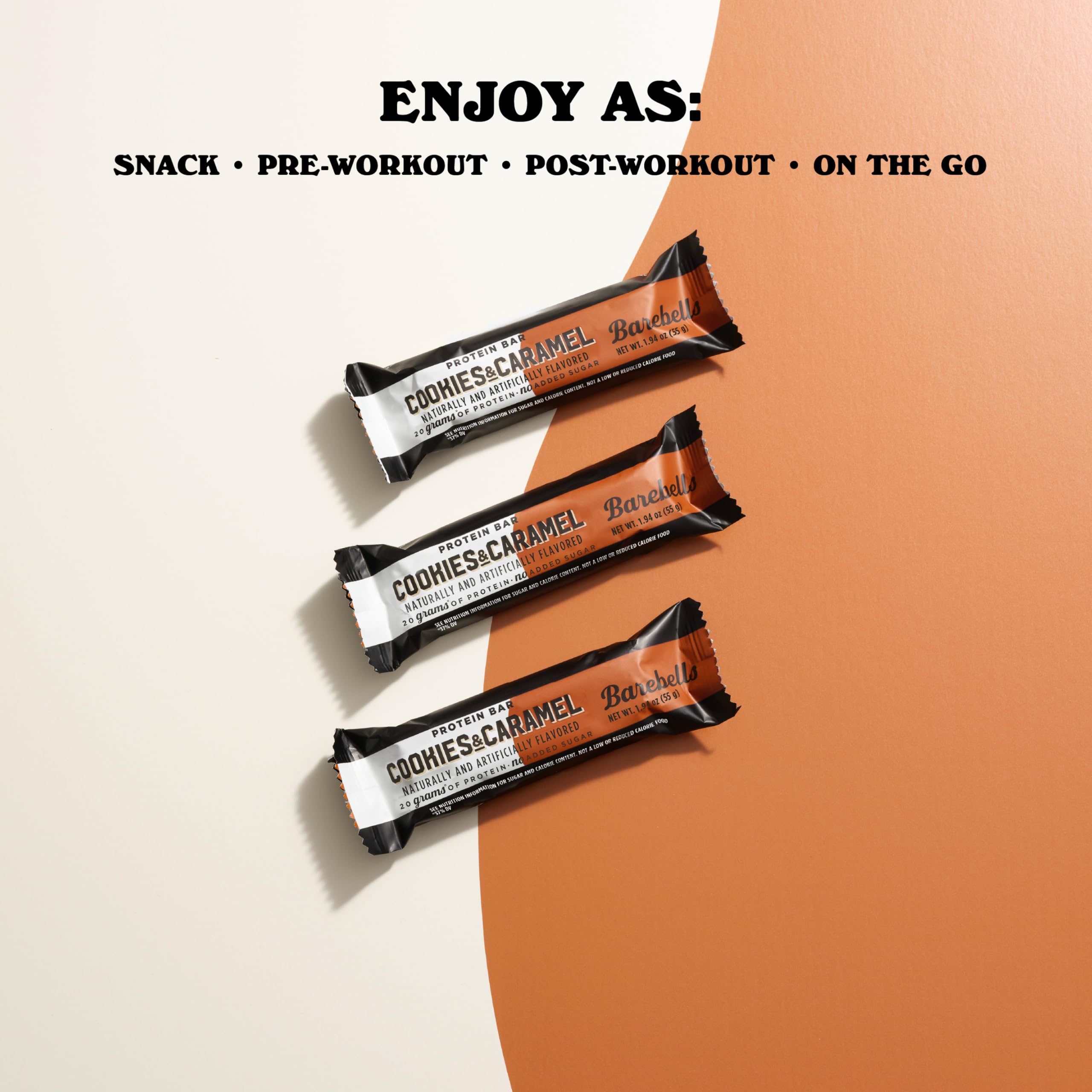 Emballage de 12 barres Barebells Cookies et Caramel – pratique à partager ou emporter.