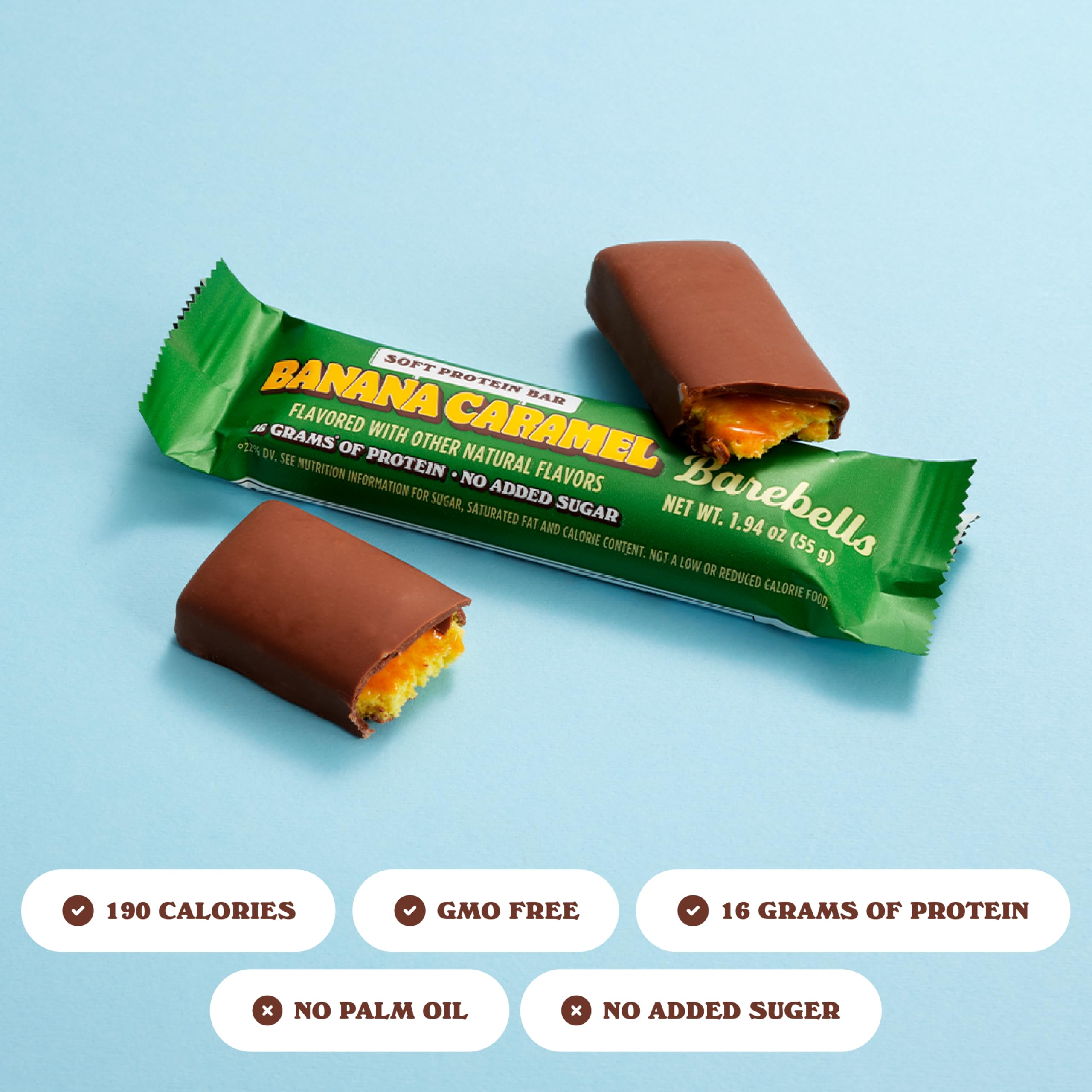 barebells barre protéinée banane caramel enrobage chocolat lait.