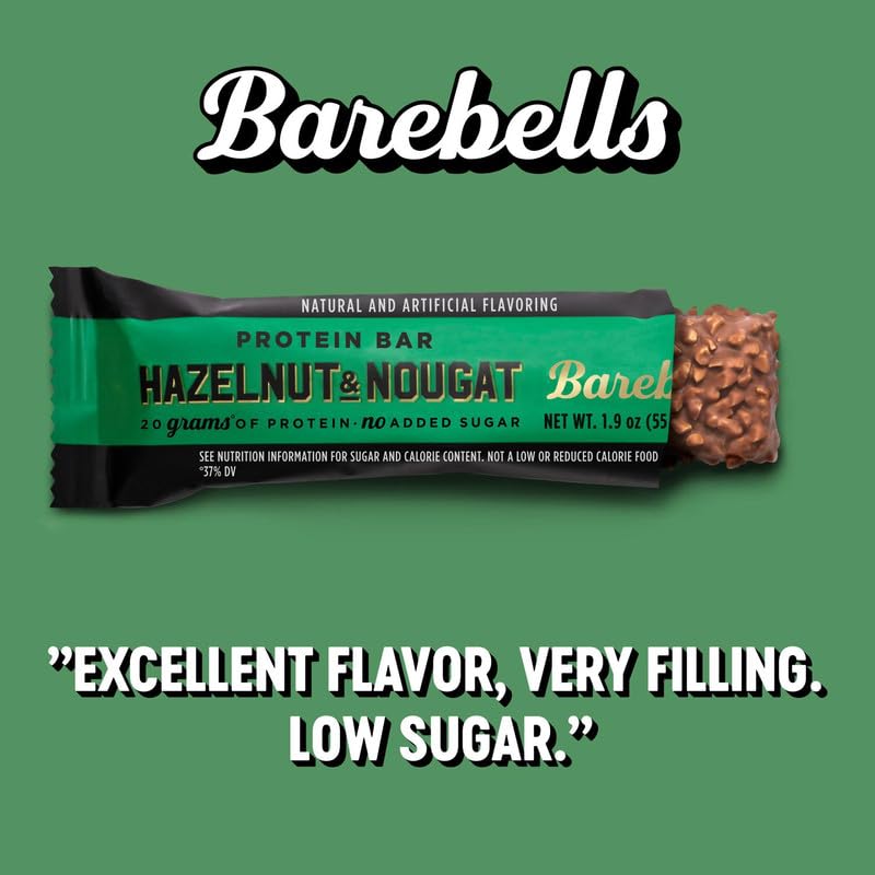 Barebells barres protéinées noisette et nougat, texture croquante et fondante