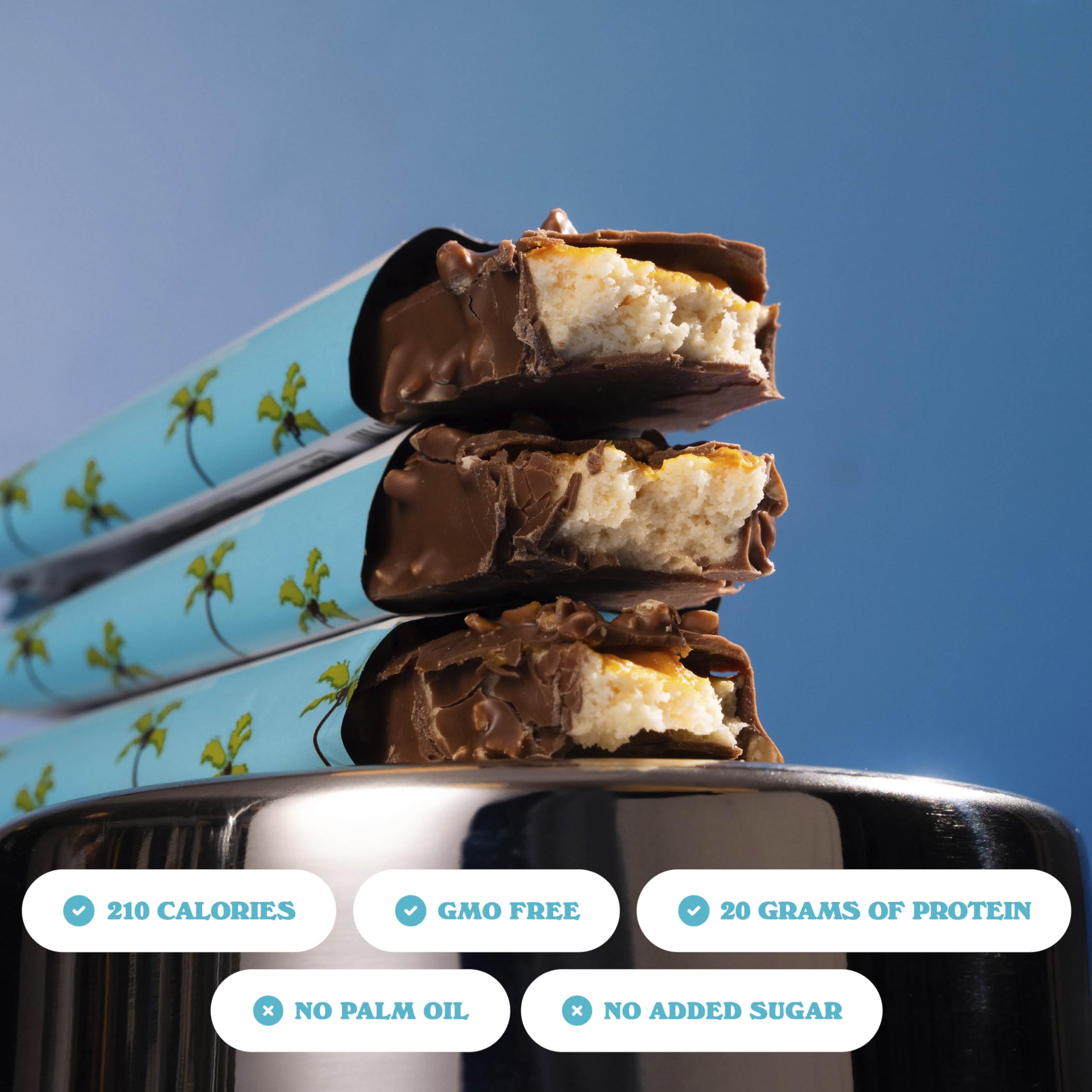 Barre Barebells, texture crémeuse et goût coco caramel amande.
