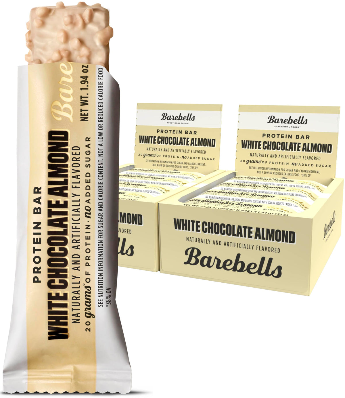 barres Barebells chocolat blanc amande – emballage prêt à emporter