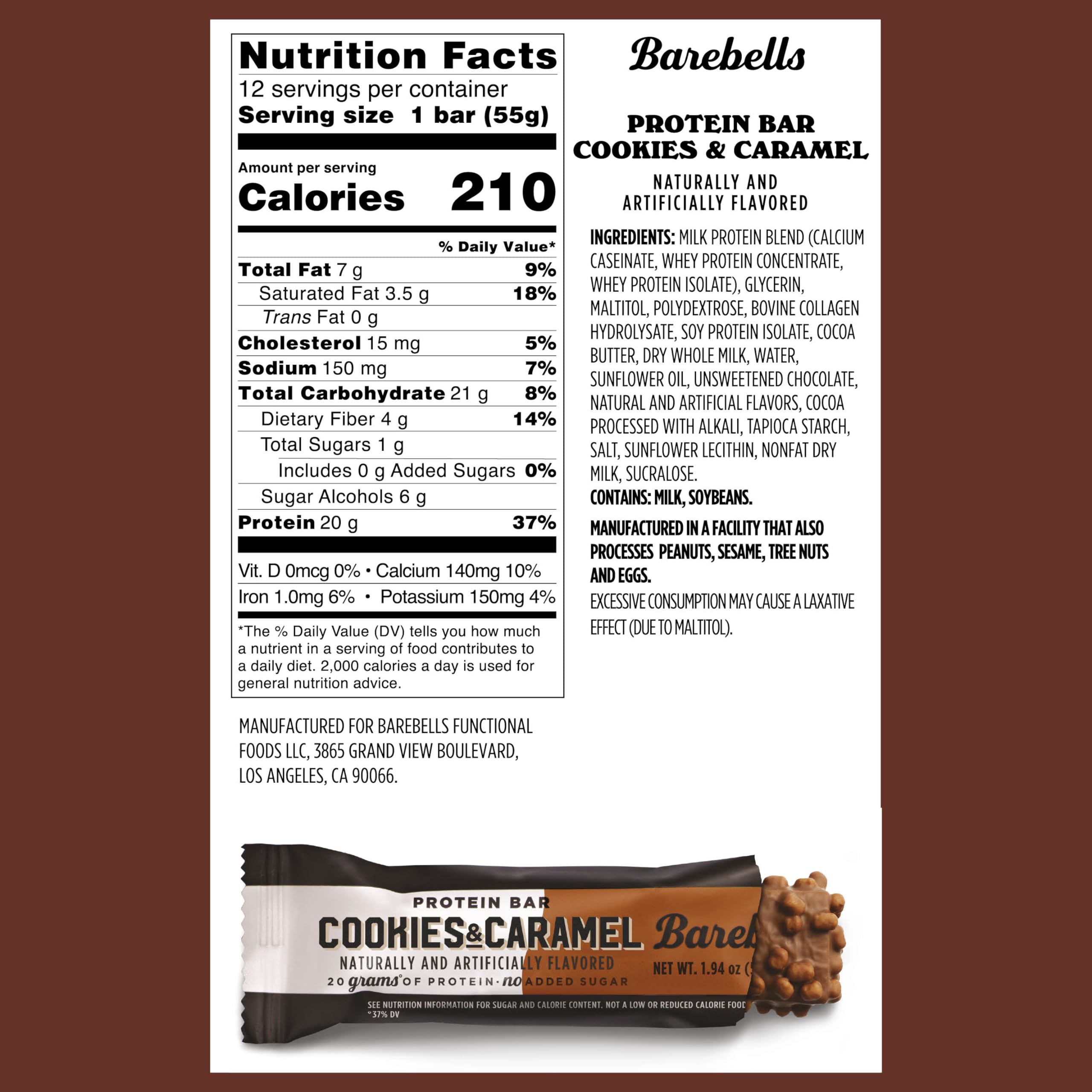 Barres Barebells protéine Cookies et Caramel – cœur chocolat et caramel, texture délicieuse.