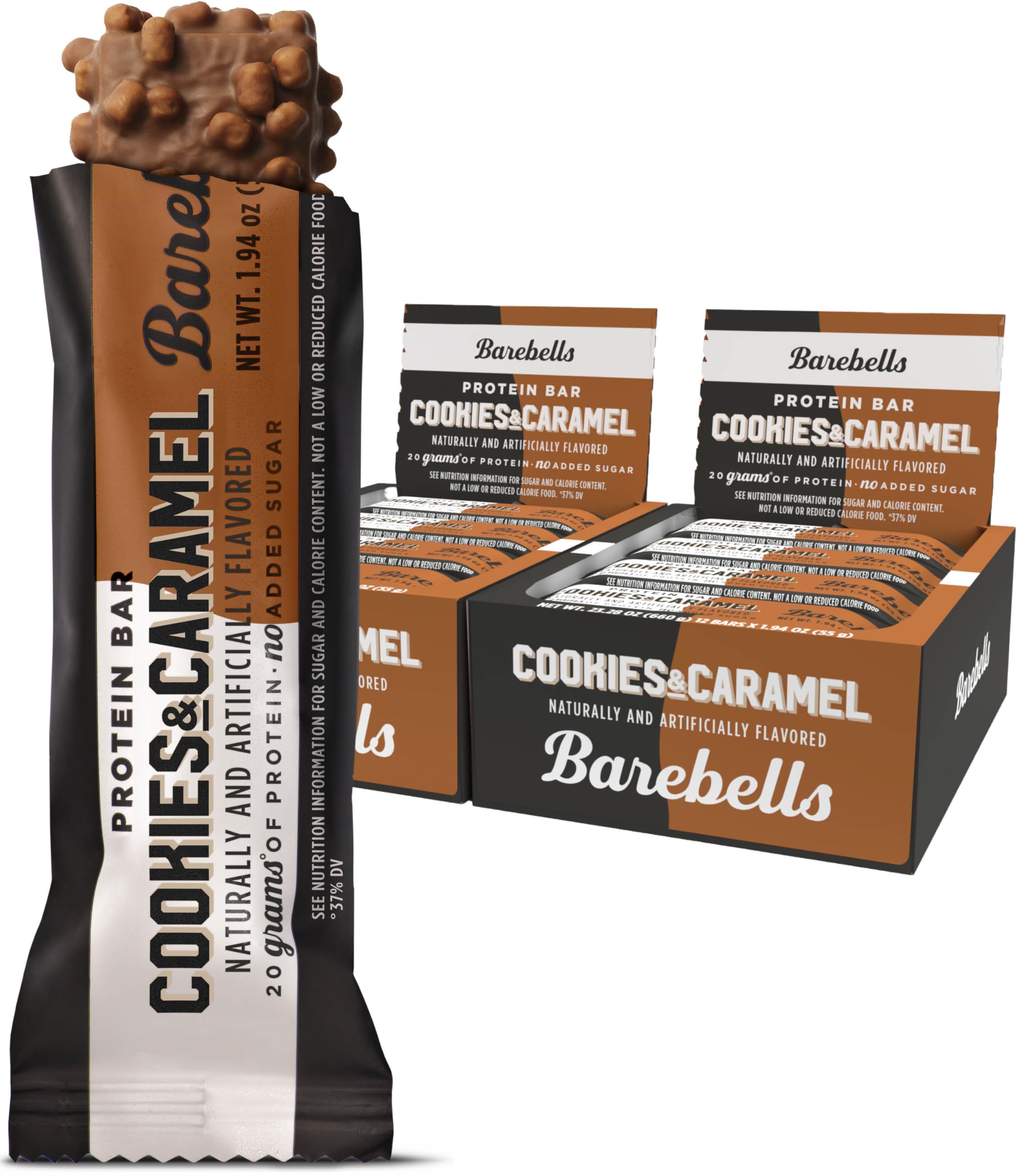 Barebells Cookies et Caramel – paquet-24-barres, snack pratique pour les pauses.