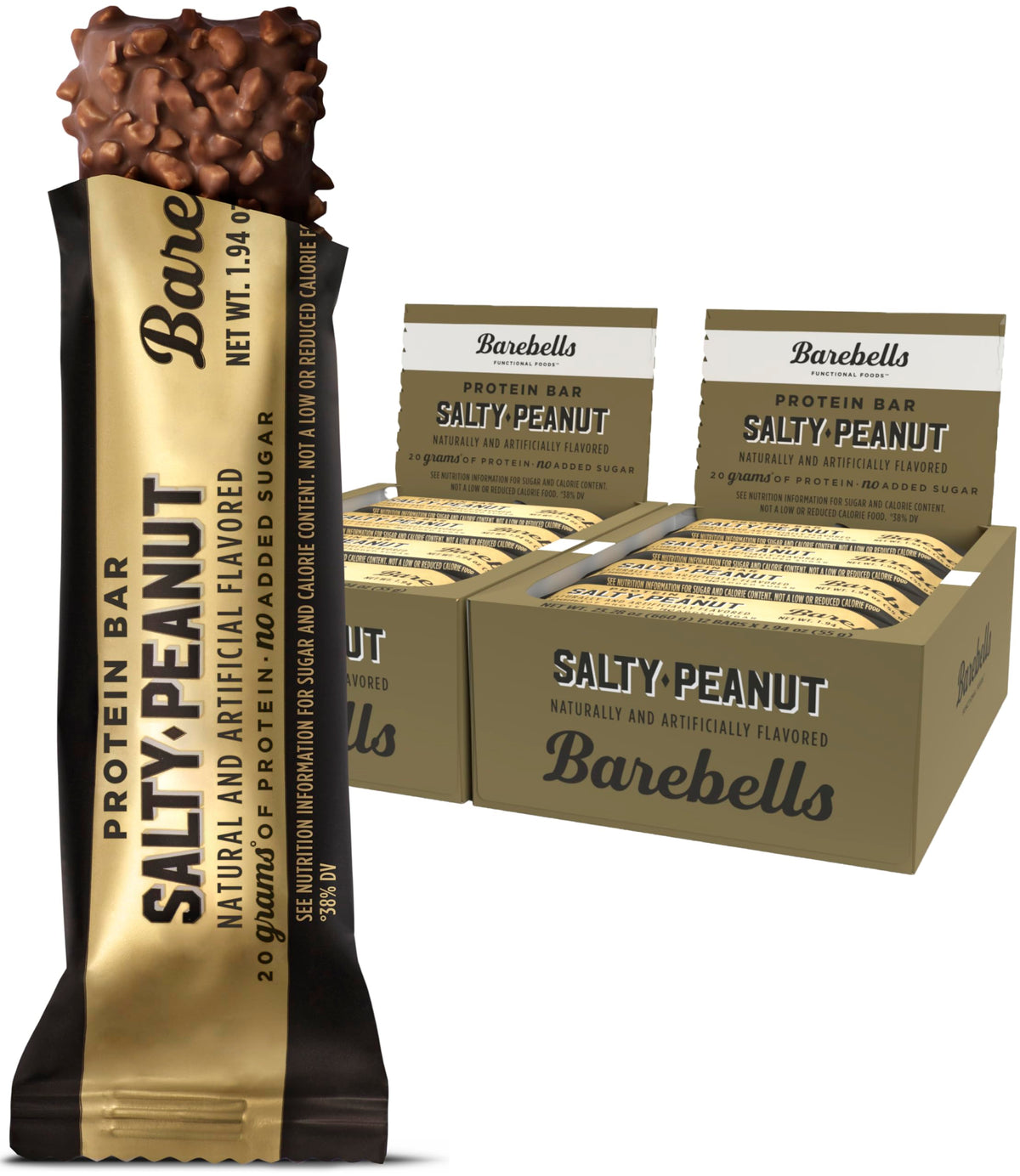 Barebells barres protéinées cacahuète salée emballage, collation pratique pour rester rassasié.