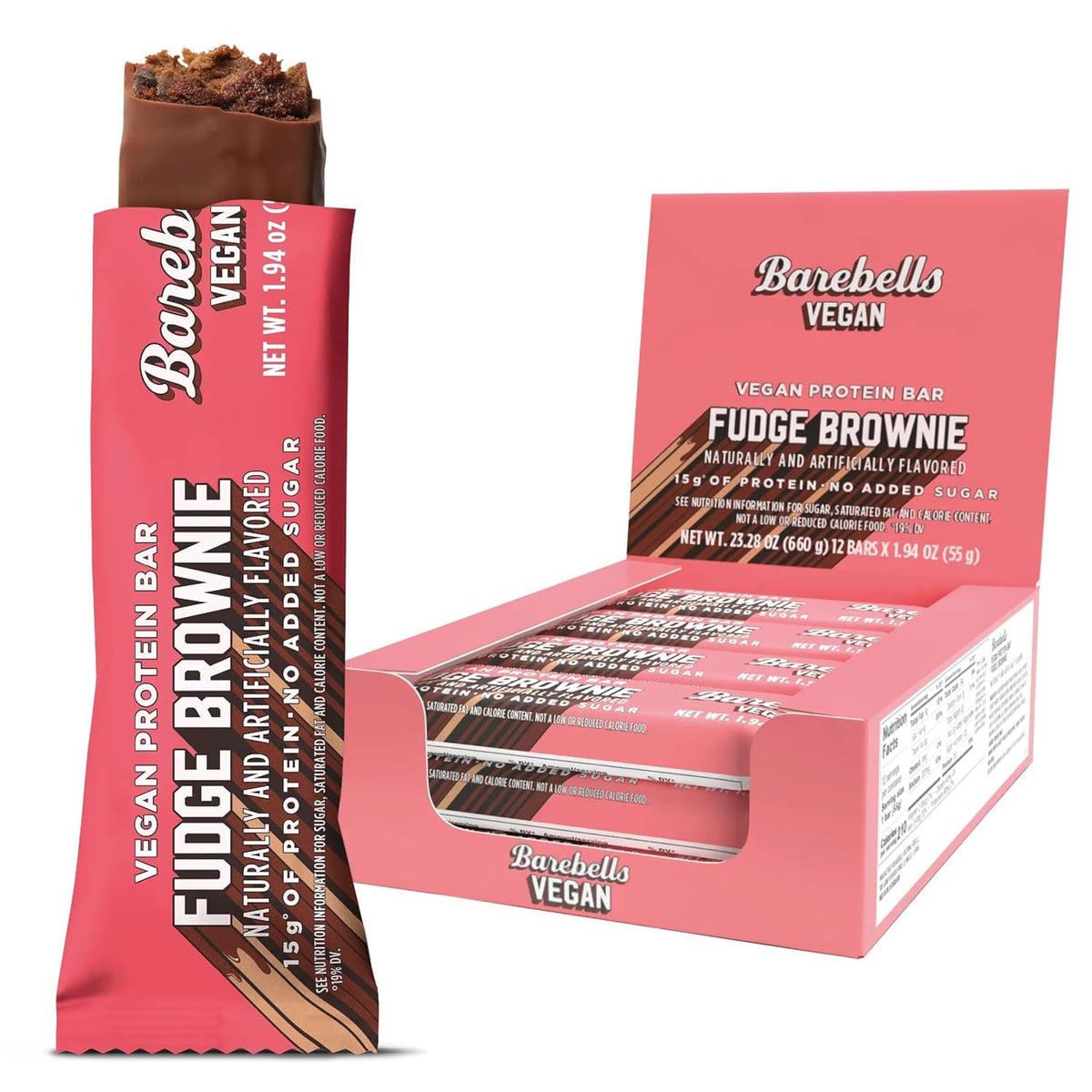 Barebells barres protéinées vegan fudge brownie, texture fudgy idéale pour un regain d'énergie