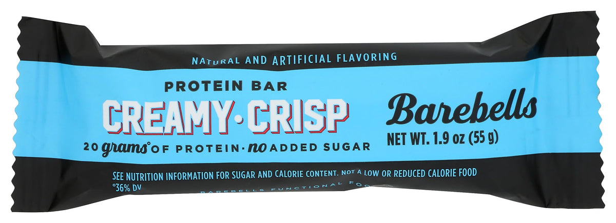 Barebells Creamy Crisp Bar – emballage illustratif, collation protéinée pratique et gourmande.