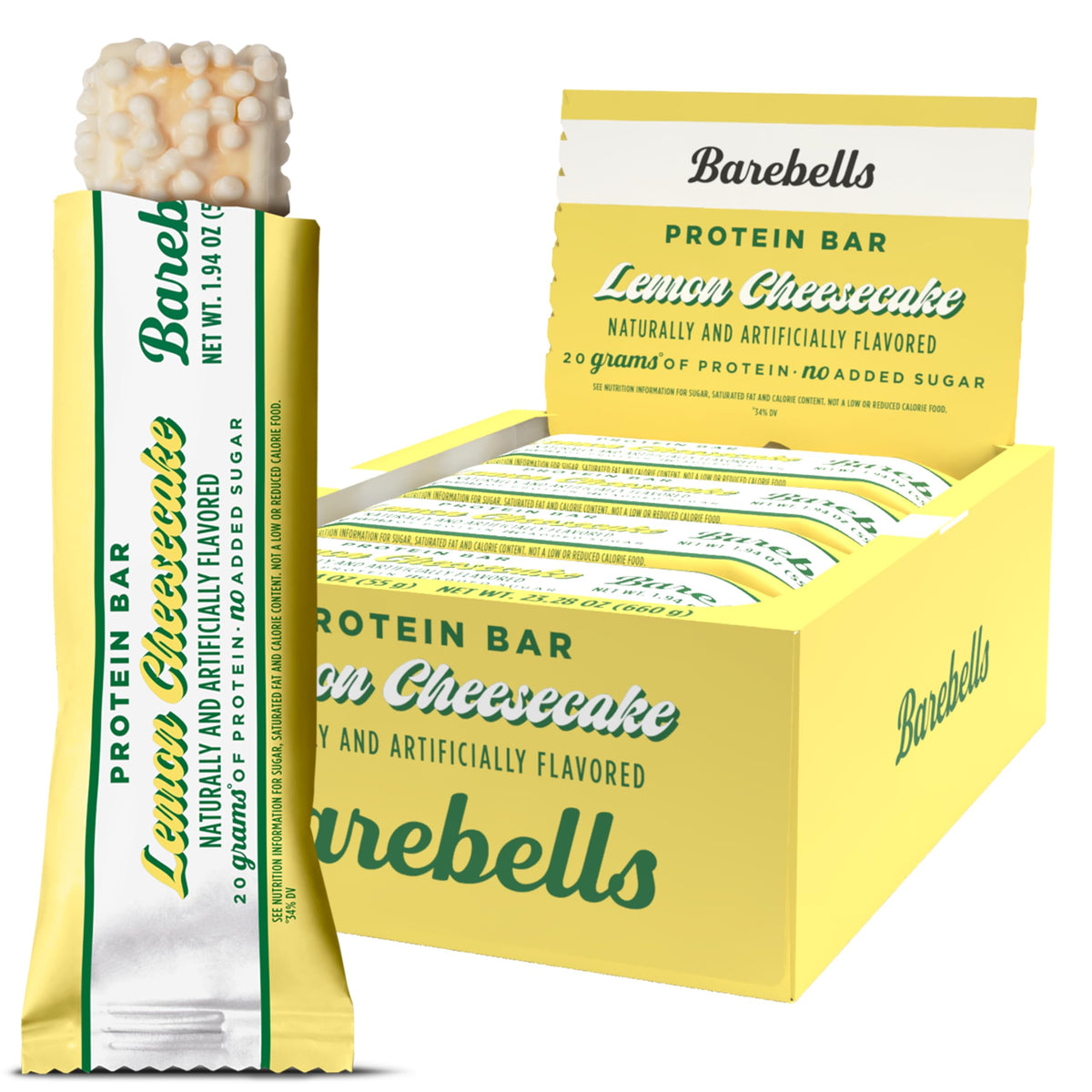 Barre Barebells Lemon Cheesecake en emballage pratique pour emporter.