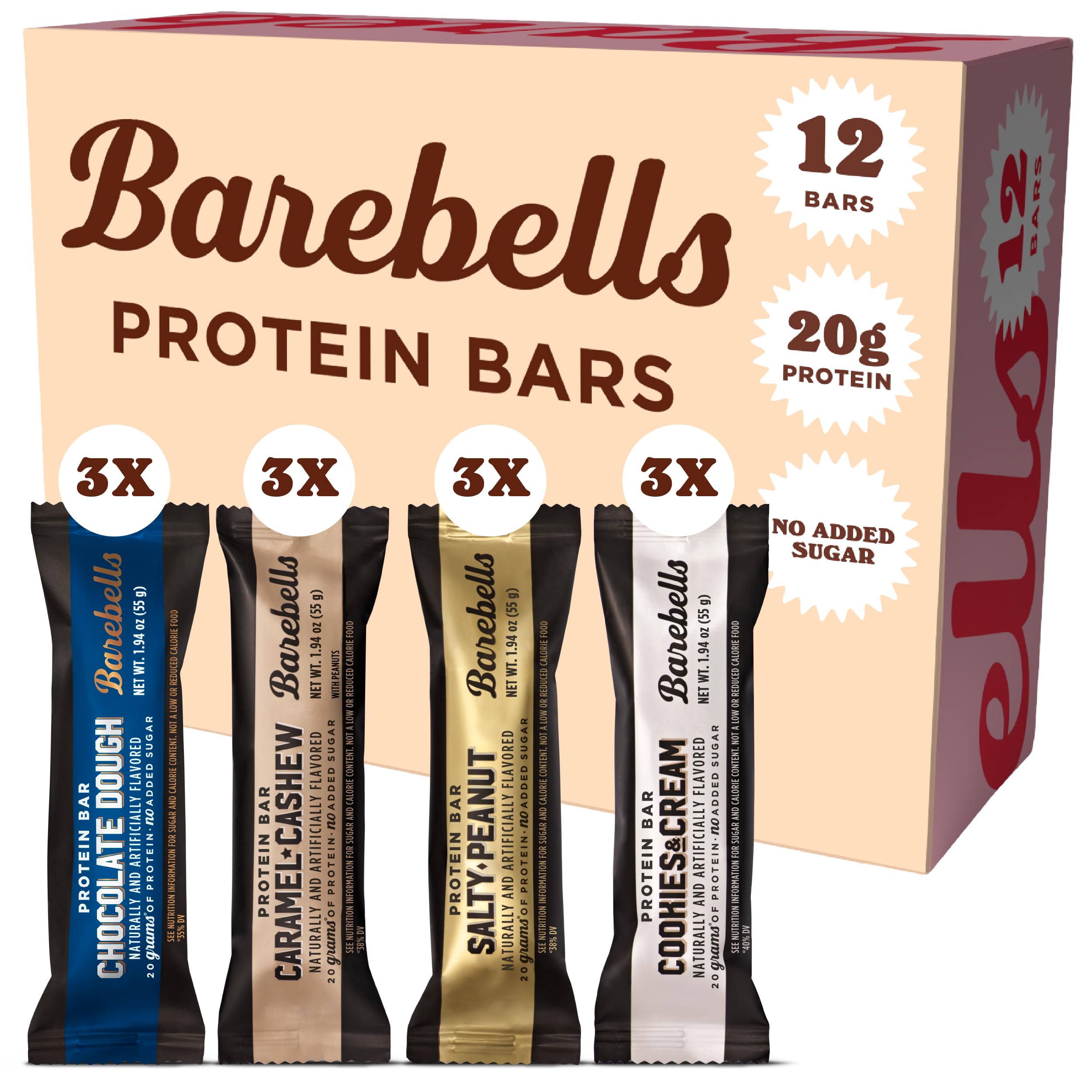Pack découverte Barebells: douze barres protéinées idéales pour une collation pratique.