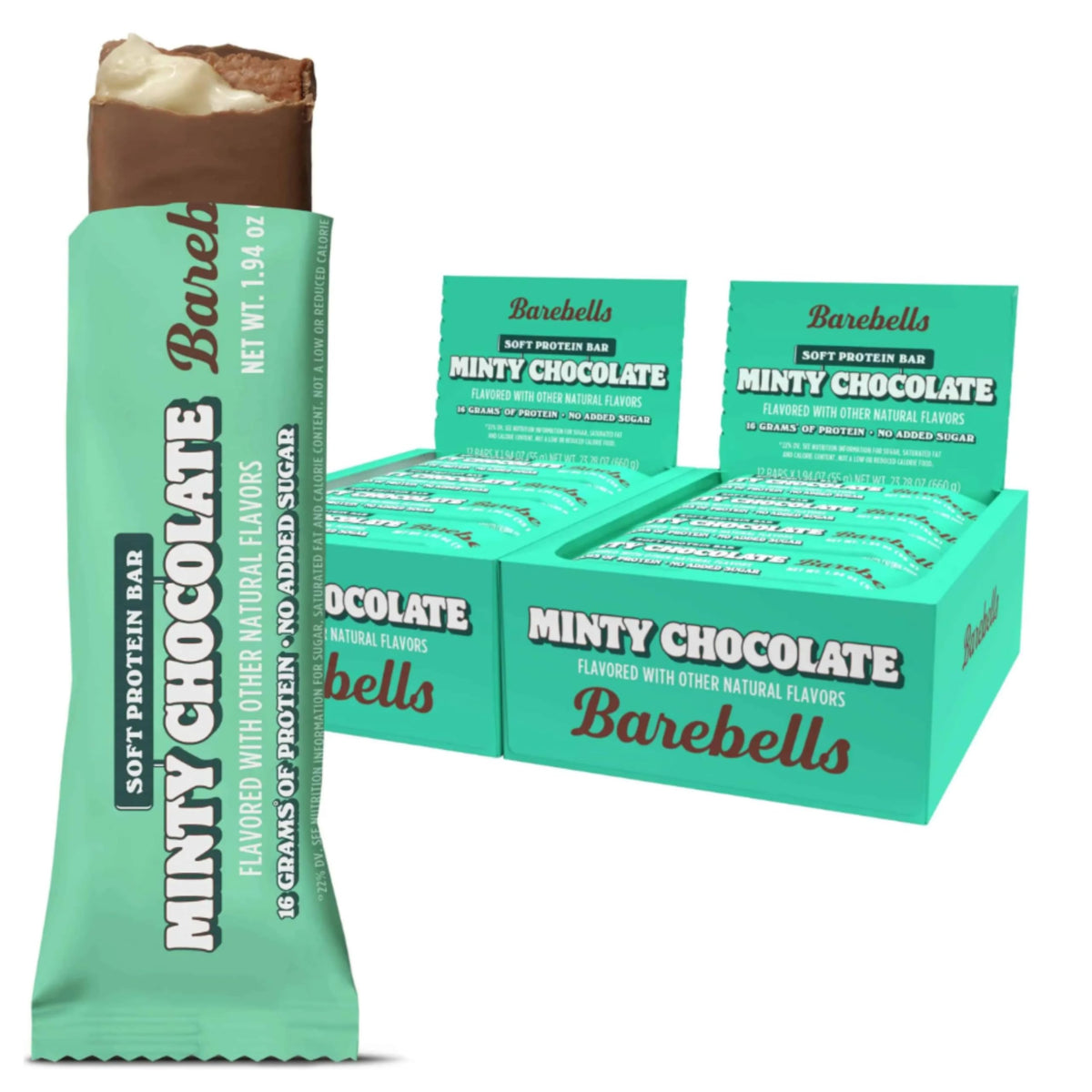 Barebells Soft Mint Chocolate dans son emballage, snack pratique et rapide.