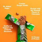 Barre entière Barebells noisette-nougat, collation portable idéale.