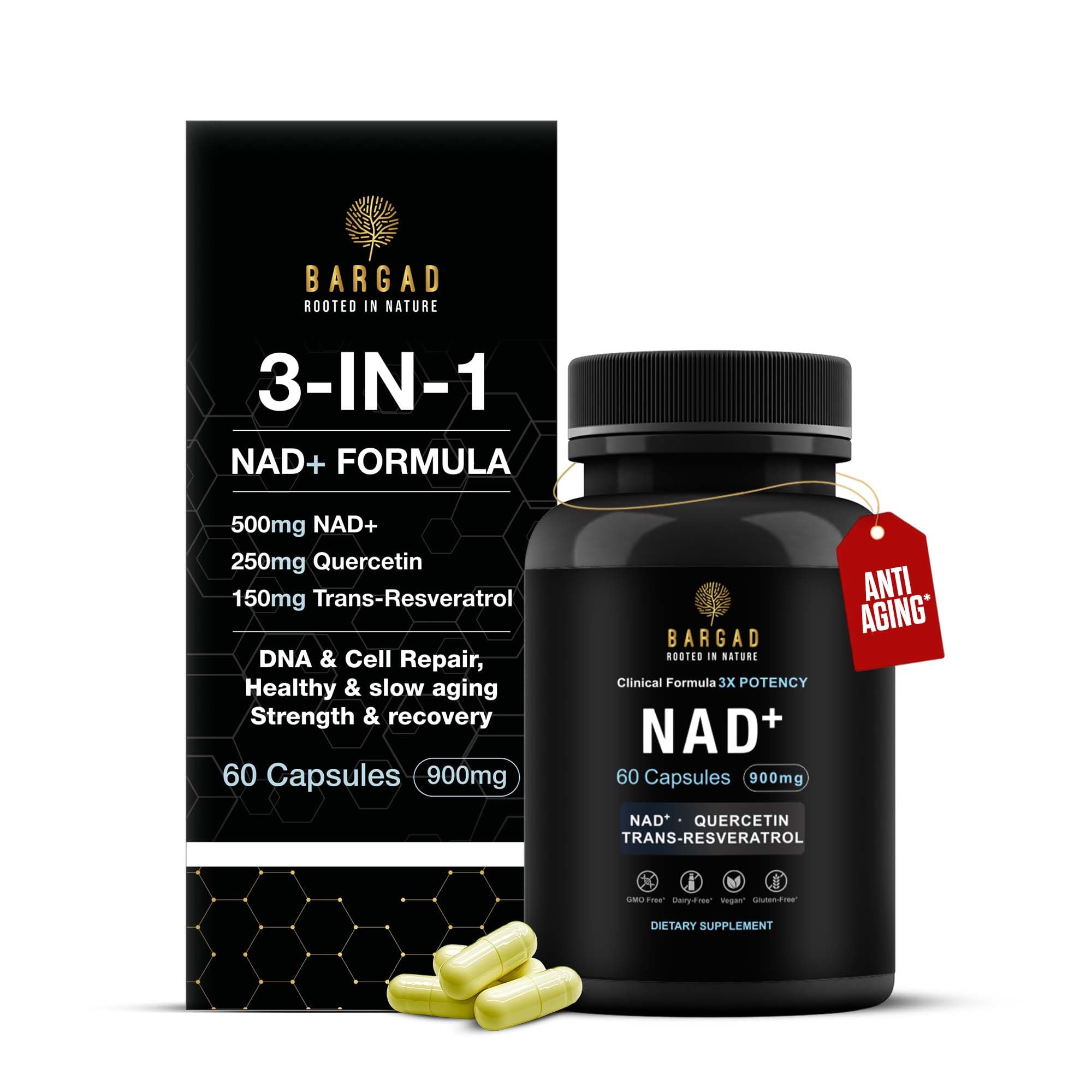 Bargad NAD liposomal – formulation avancée pour la régénération cellulaire et énergie.
