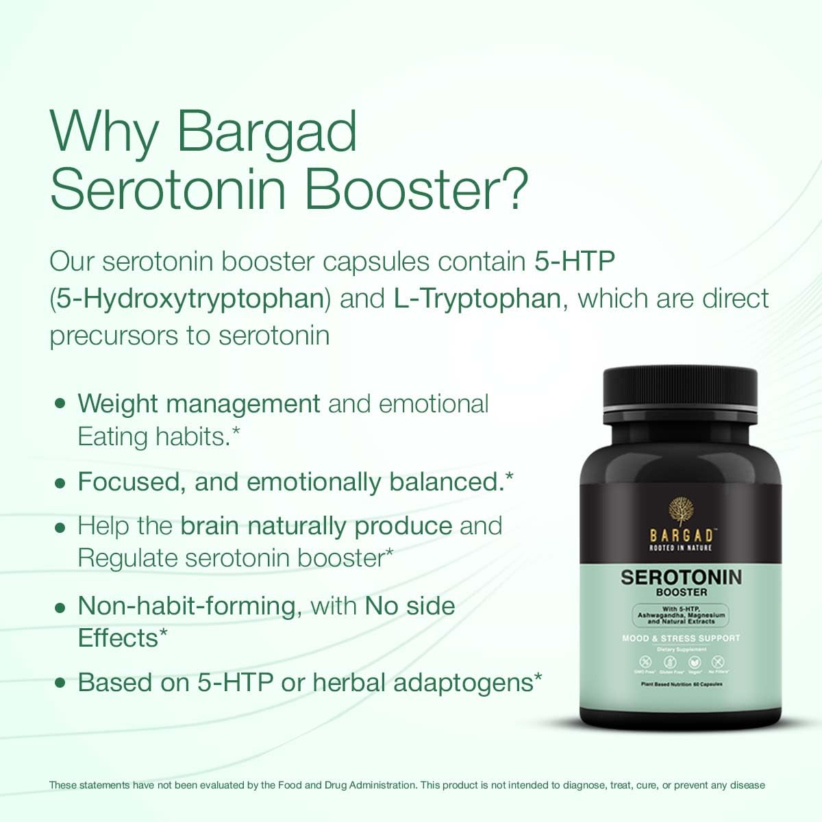 Bargad Serotonin Support – 5-HTP et tryptophane: complément idéal pour soutenir les habitudes mentales.