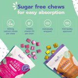 Gros plan sur le bonbon Bari Life calcium citrate goût pastèque.