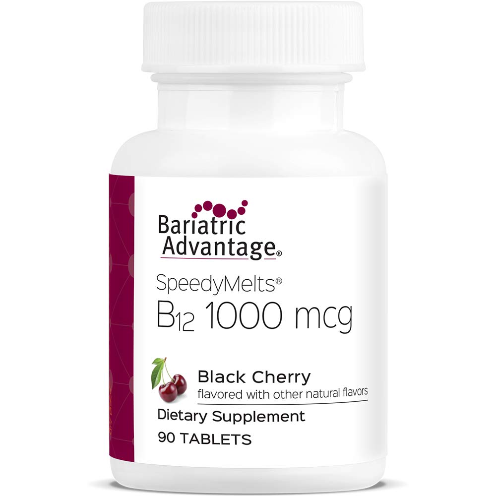 Bariatric Advantage B12 Speedy Melts avec arôme cerise noire, dissolution rapide sur la langue.