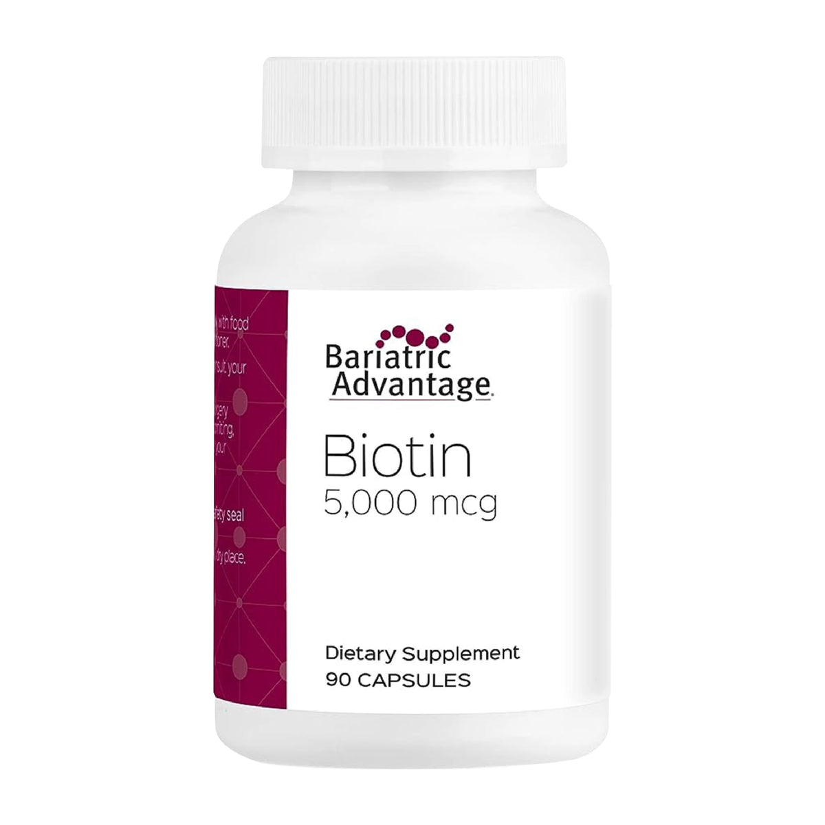 Bariatric Advantage Biotine 5000 mcg, mini-capsules digestes, soutien cheveux et ongles.