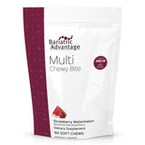 Bariatric Advantage Bouchées Masticables – emballage ouvert et bouchées prêtes à consommer.