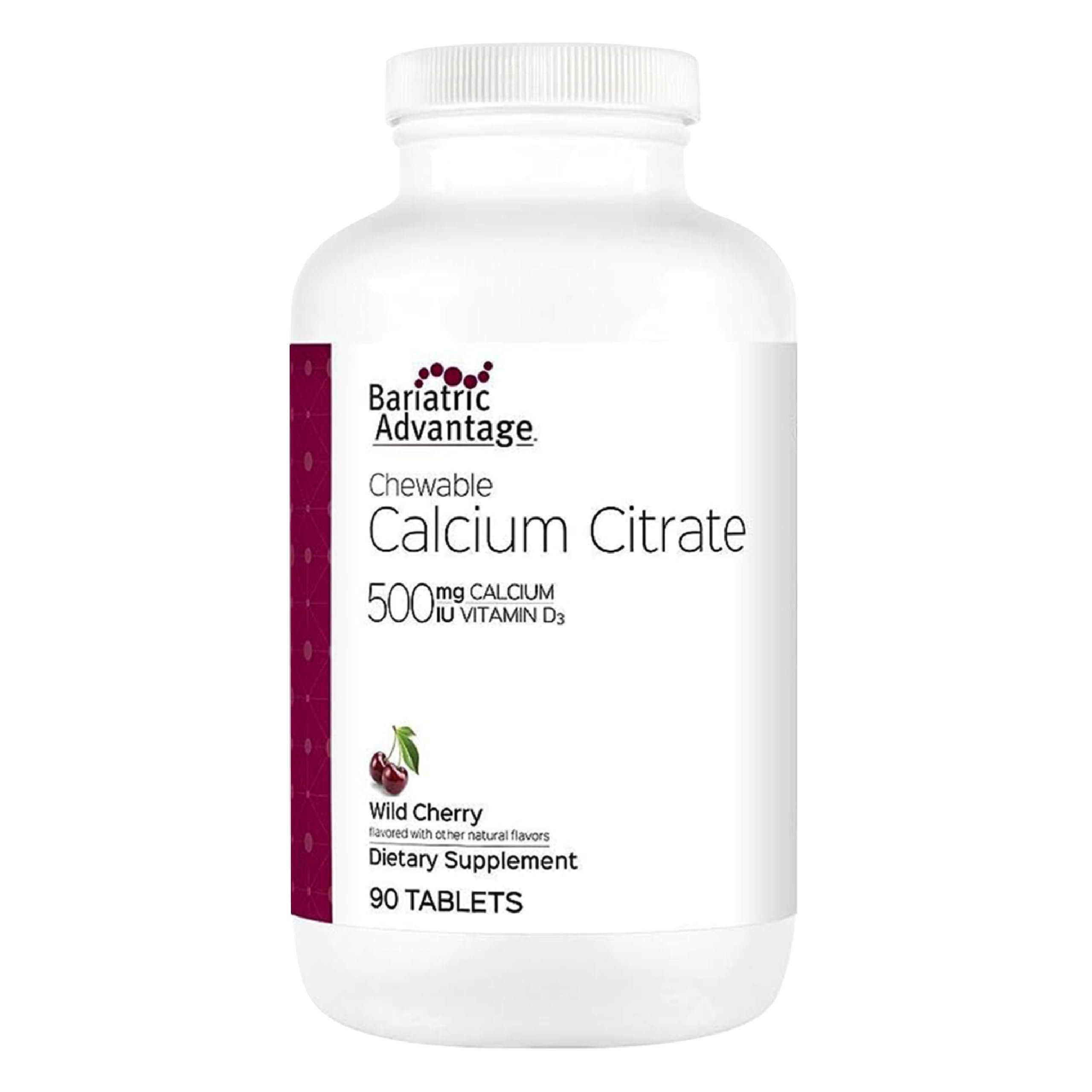 Bariatric Advantage Calcium Citrate à mâcher – goût cerise – soutien nutritionnel quotidien.