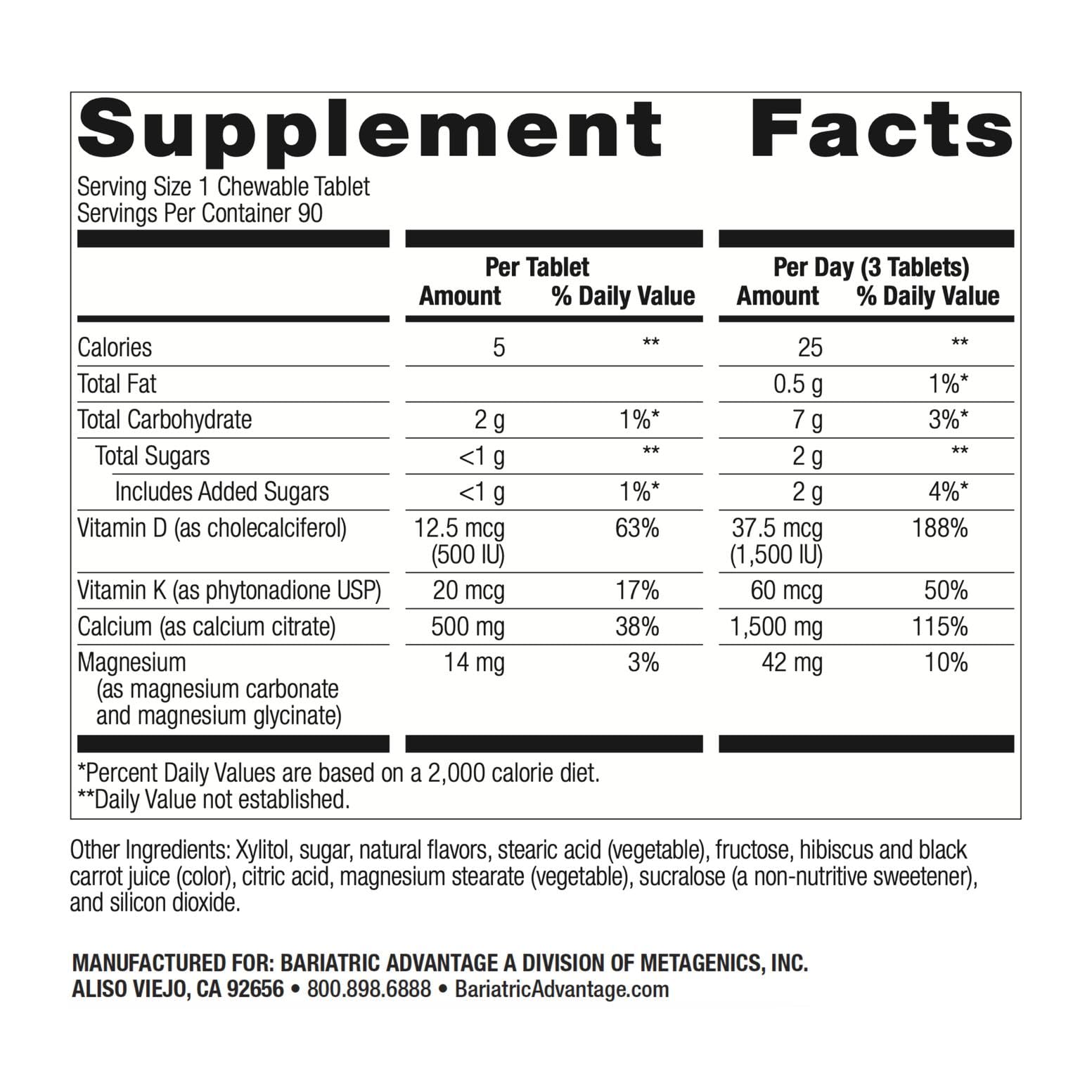 Texture douce et facile à mâcher avec Bariatric Advantage Calcium Citrate.
