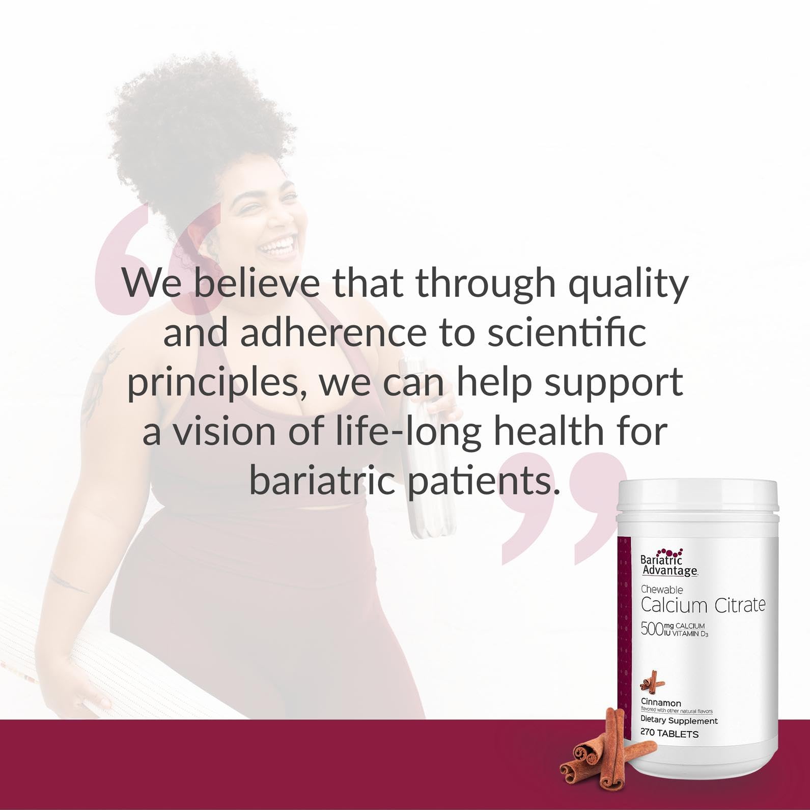 Bariatric Advantage calcium citrate cannelle, 270 comprimés pour une routine post-op.