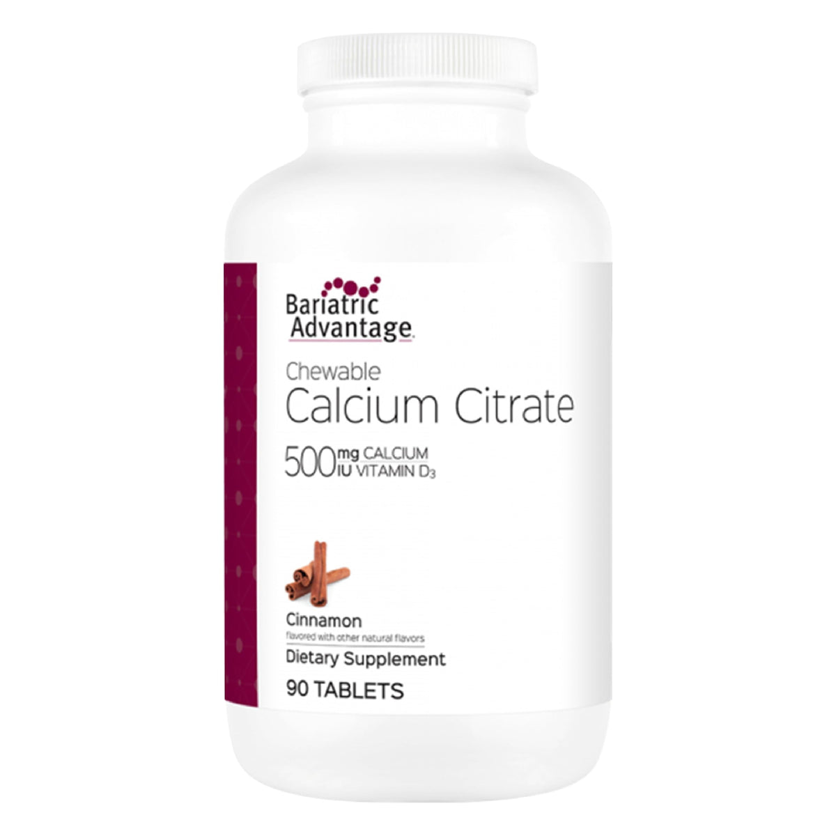 Bariatric Advantage Calcium Citrate Chewable en bouteille, soutien potentiel à la santé osseuse.