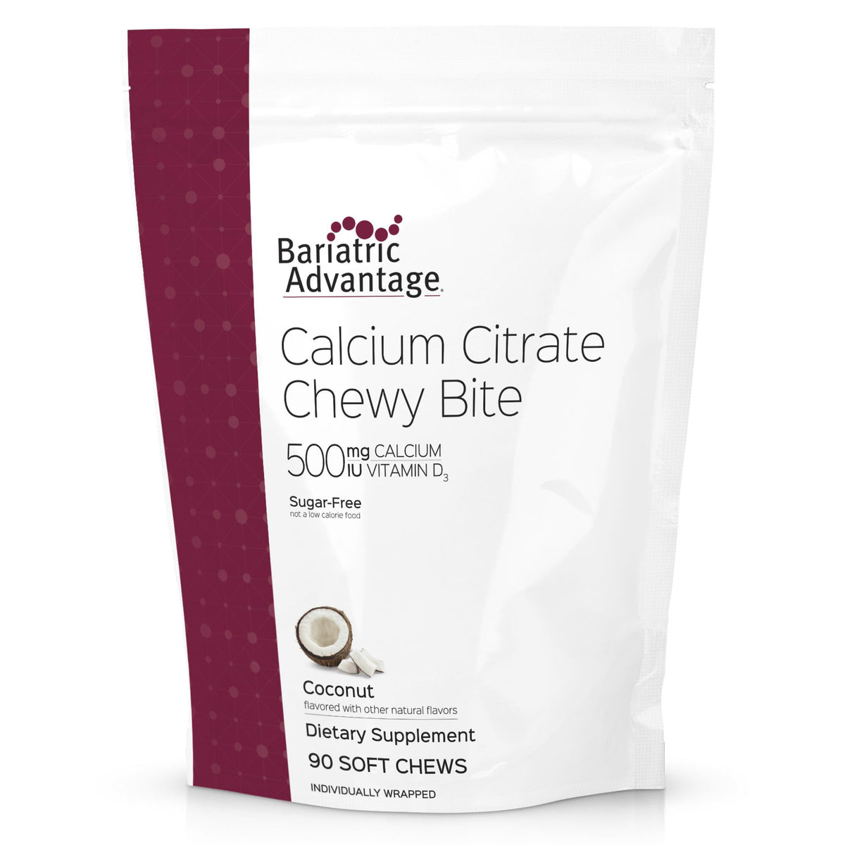 Gomme Bariatric Advantage Calcium citrate en bouteille, facile à mâcher au quotidien