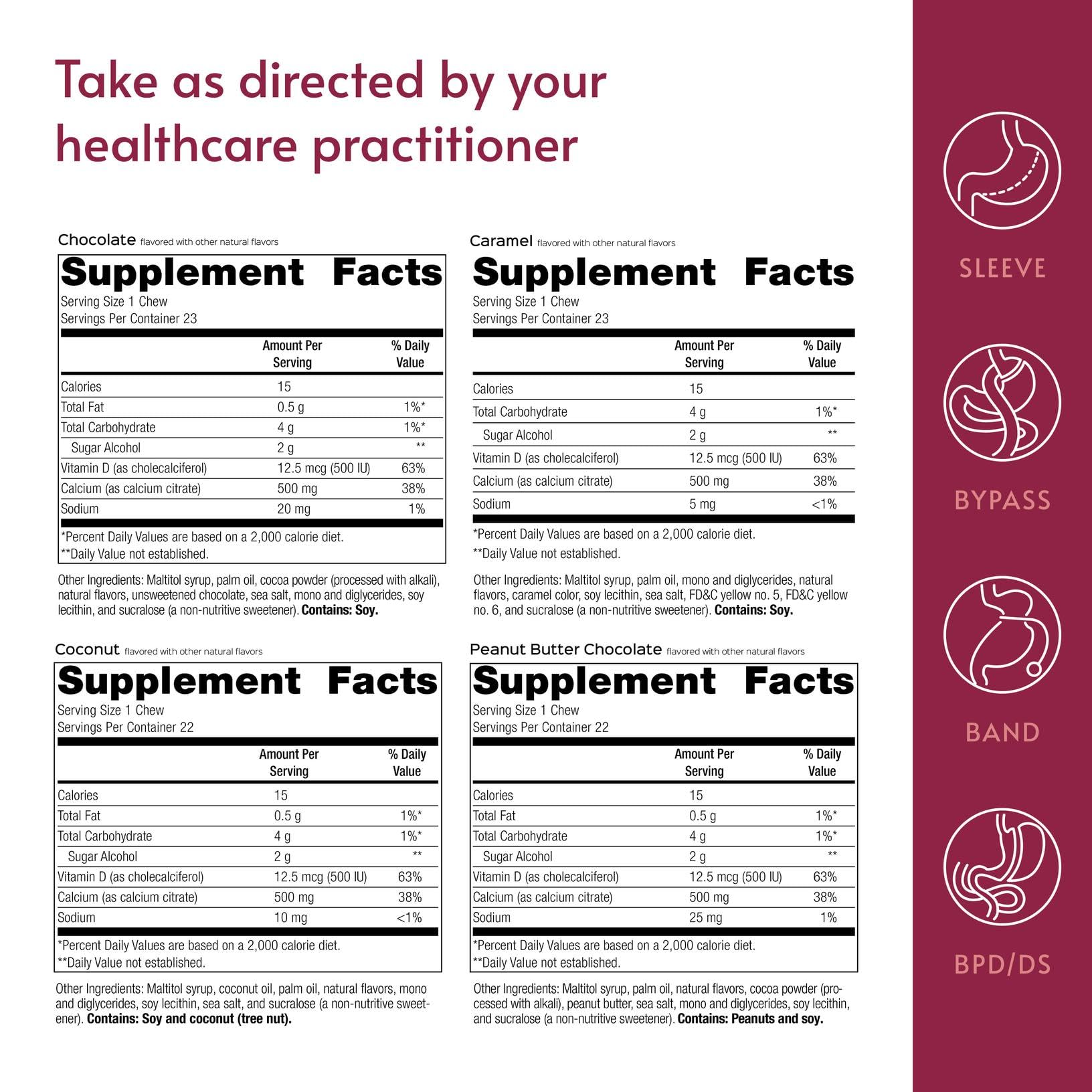 Utilisation quotidienne avec Bariatric Advantage Calcium Citrate Gommes et vitamine D3.