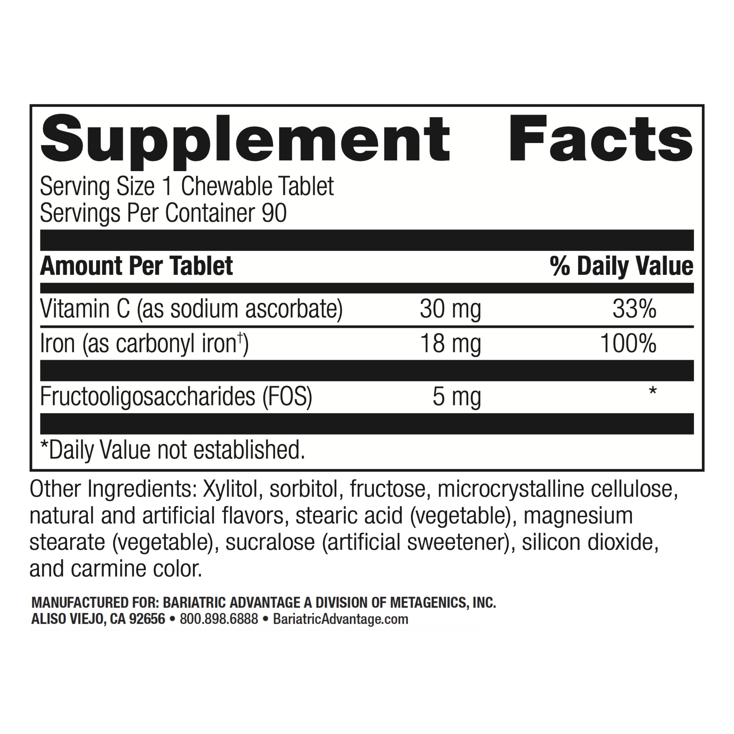 Comprimé à mâcher fraise Bariatric Advantage pour routine quotidienne.