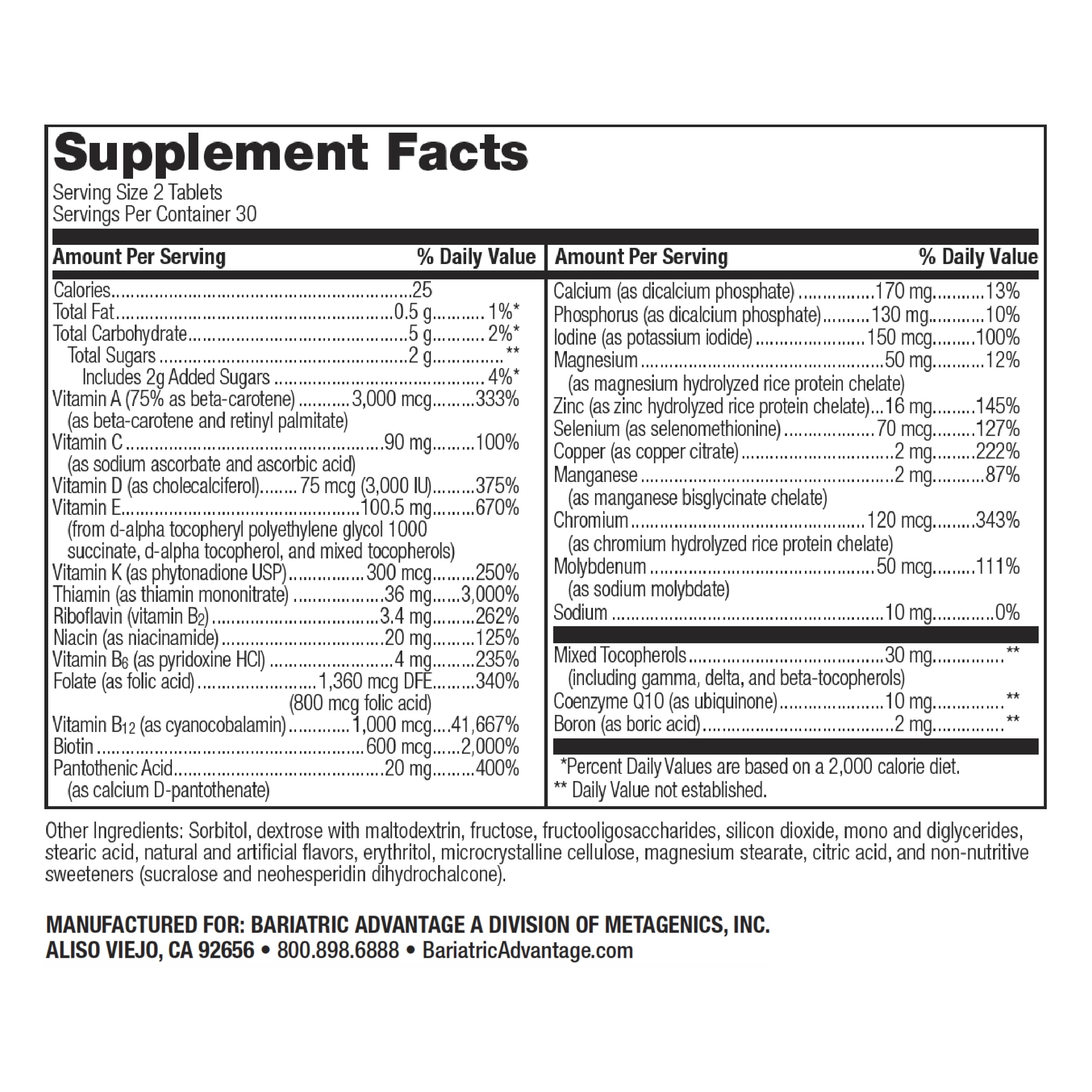 Bariatric Advantage - comprimés à mâcher saveur fruits mélangés, consommation agréable.