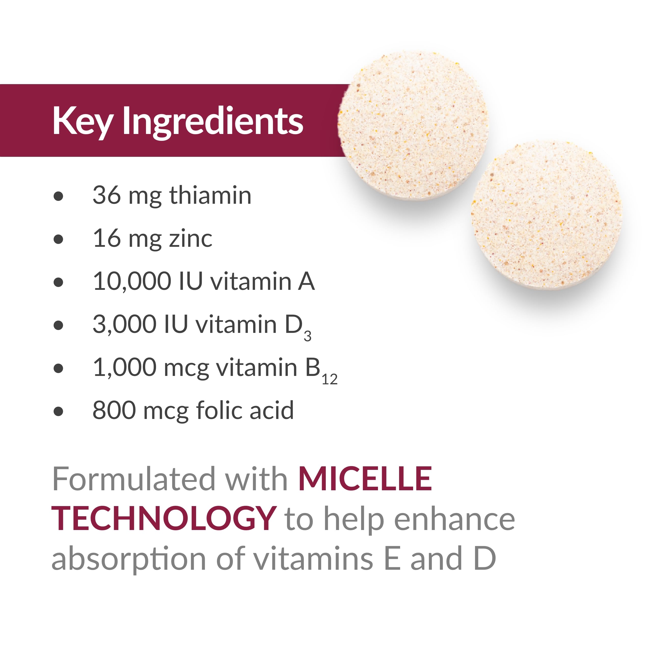 Bariatric Advantage - comprimés sans fer, formulation haute potence et absorption optimisée.
