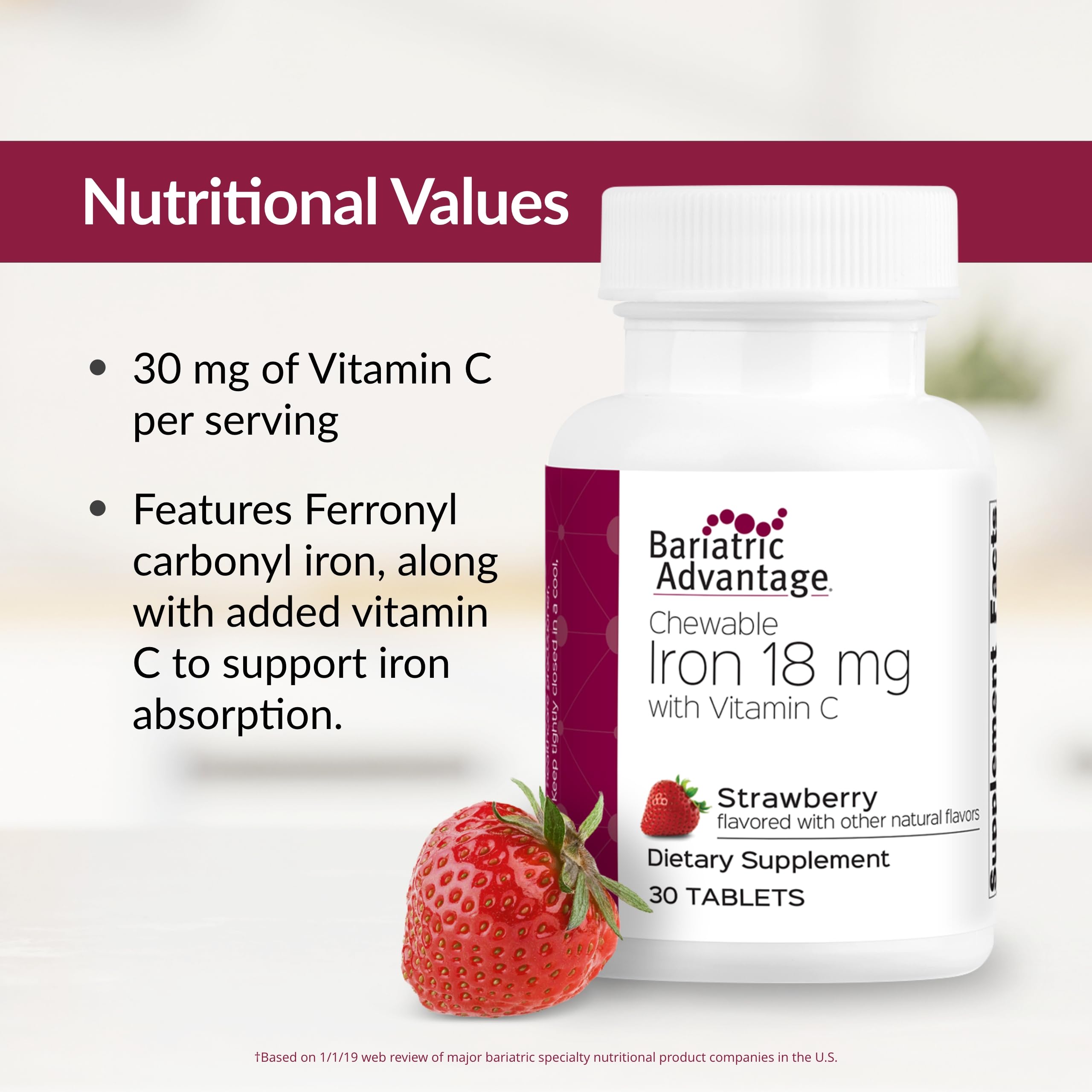 Bariatric Advantage Fer 18 mg – sans goût métallique pour routine agréable