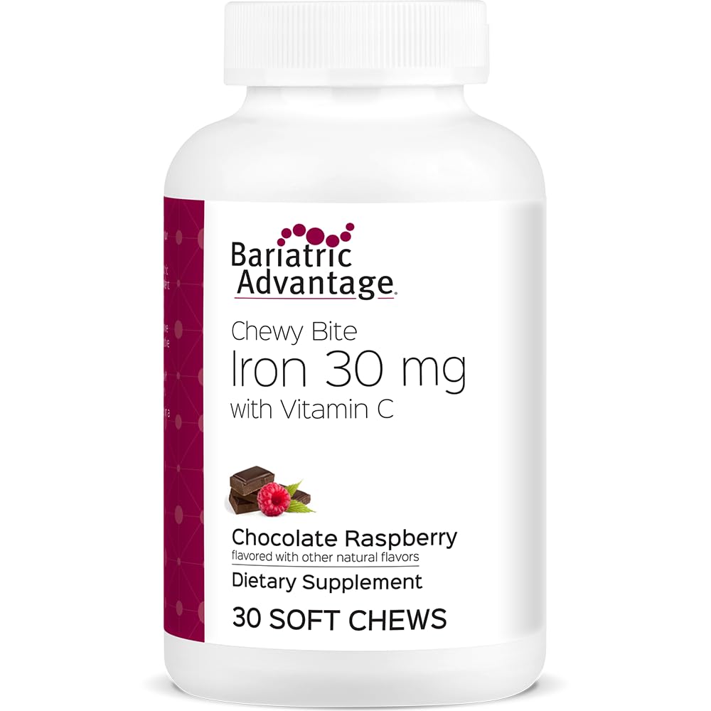 Bariatric Advantage Iron Chewy Bite chocolat framboise: goût agréable et apport en fer.