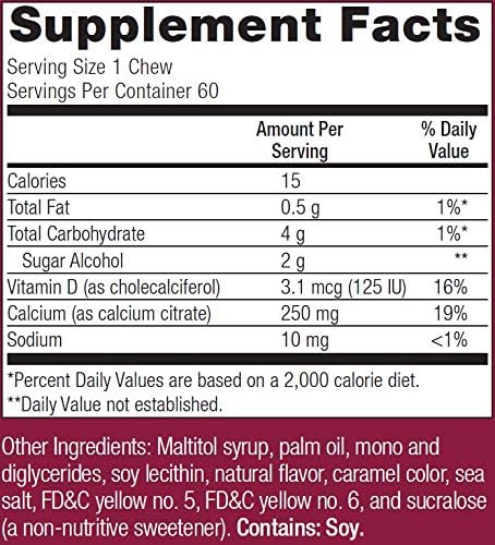 Gommes Bariatric Advantage citrate calcium 250 mg D3 saveur caramel, soutien quotidien