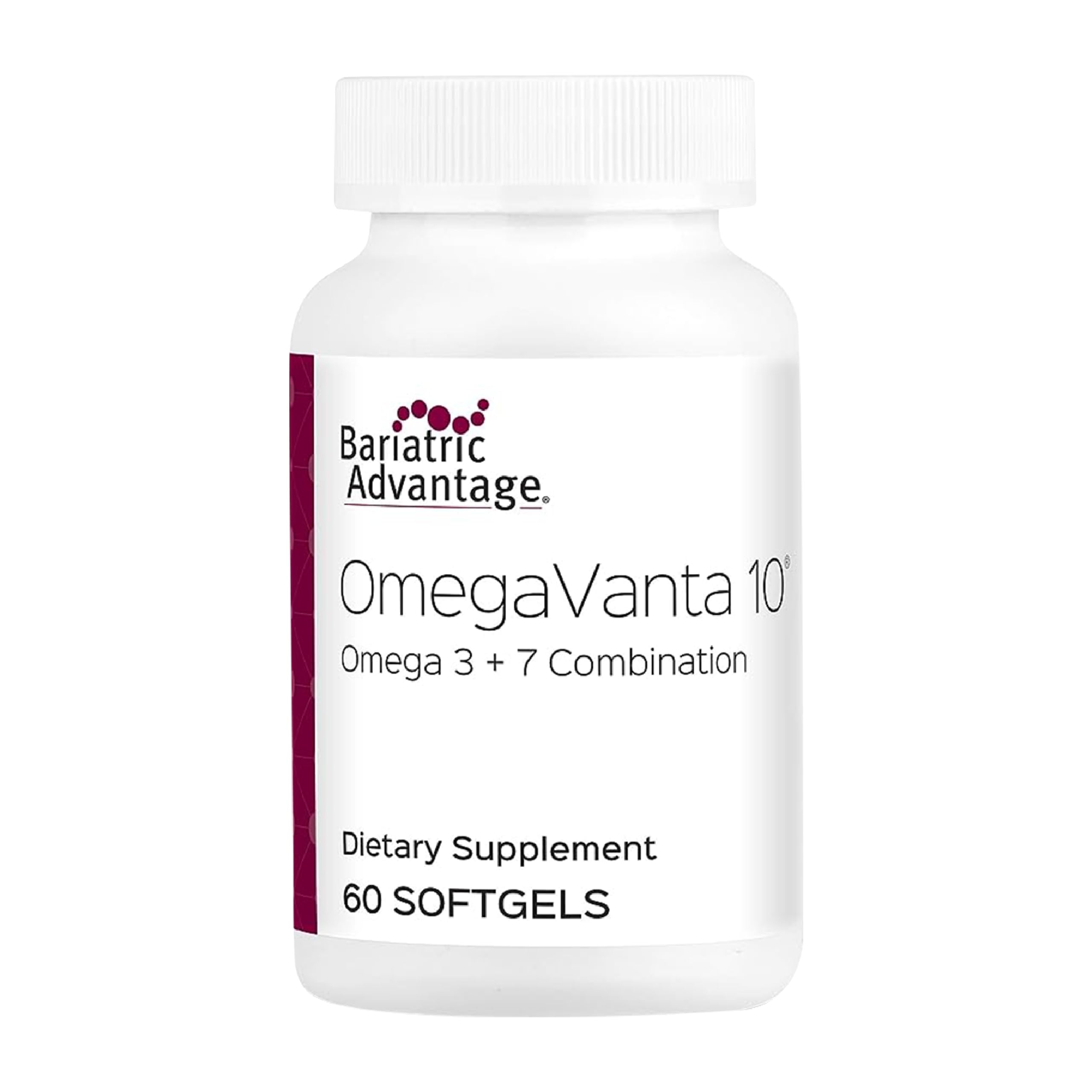 Bariatric Advantage OmegaVanta 10 - bouteille, gélules entériques et réduction possible des éructations.