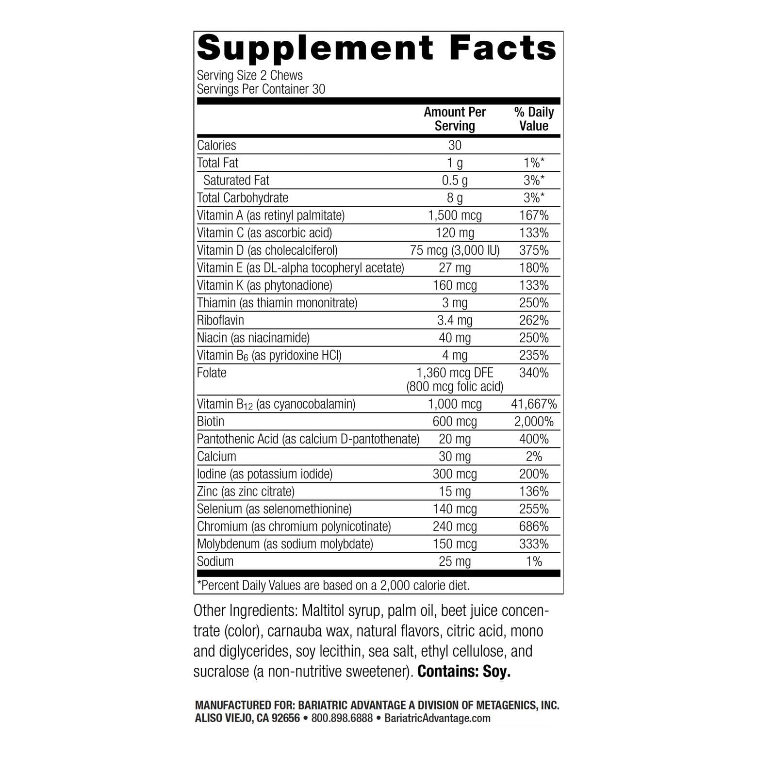 Bariatric Advantage – texture douce pour mâcher facilement