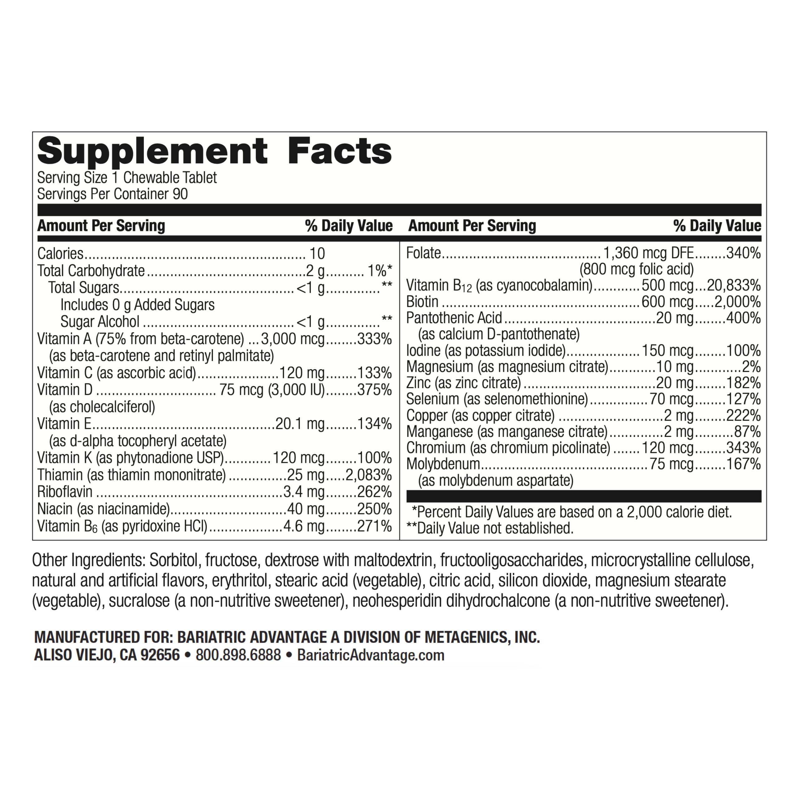 Pastille goût citron Bariatric Advantage, absorption rapide.