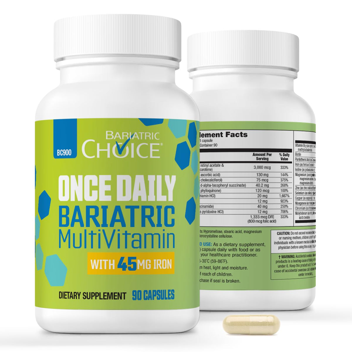 Bariatric Choice – bouteille multivitamines facilitant la routine quotidienne.