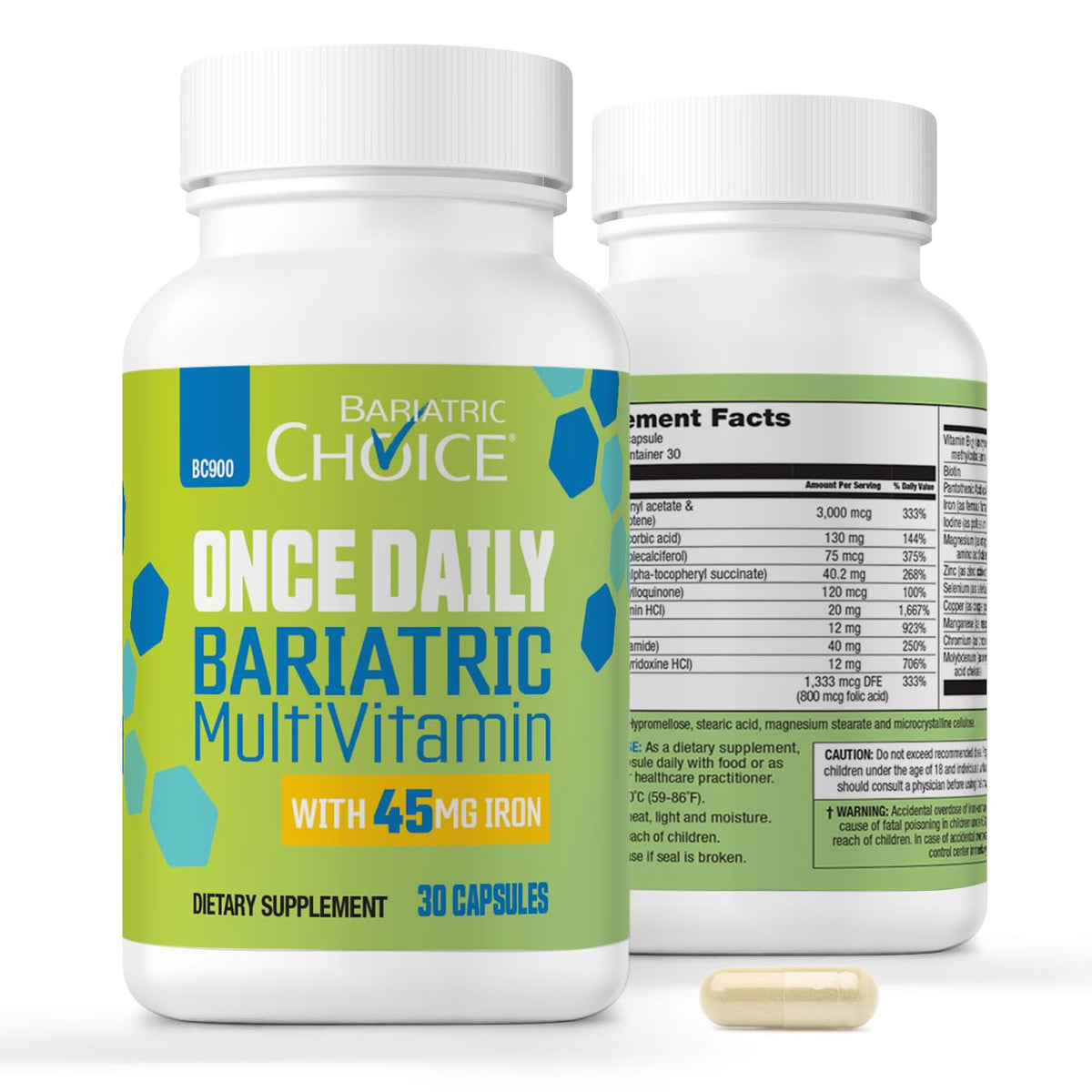 Boîte Bariatric Choice: multivitamines quotidiennes en capsule, pratique pour la routine.