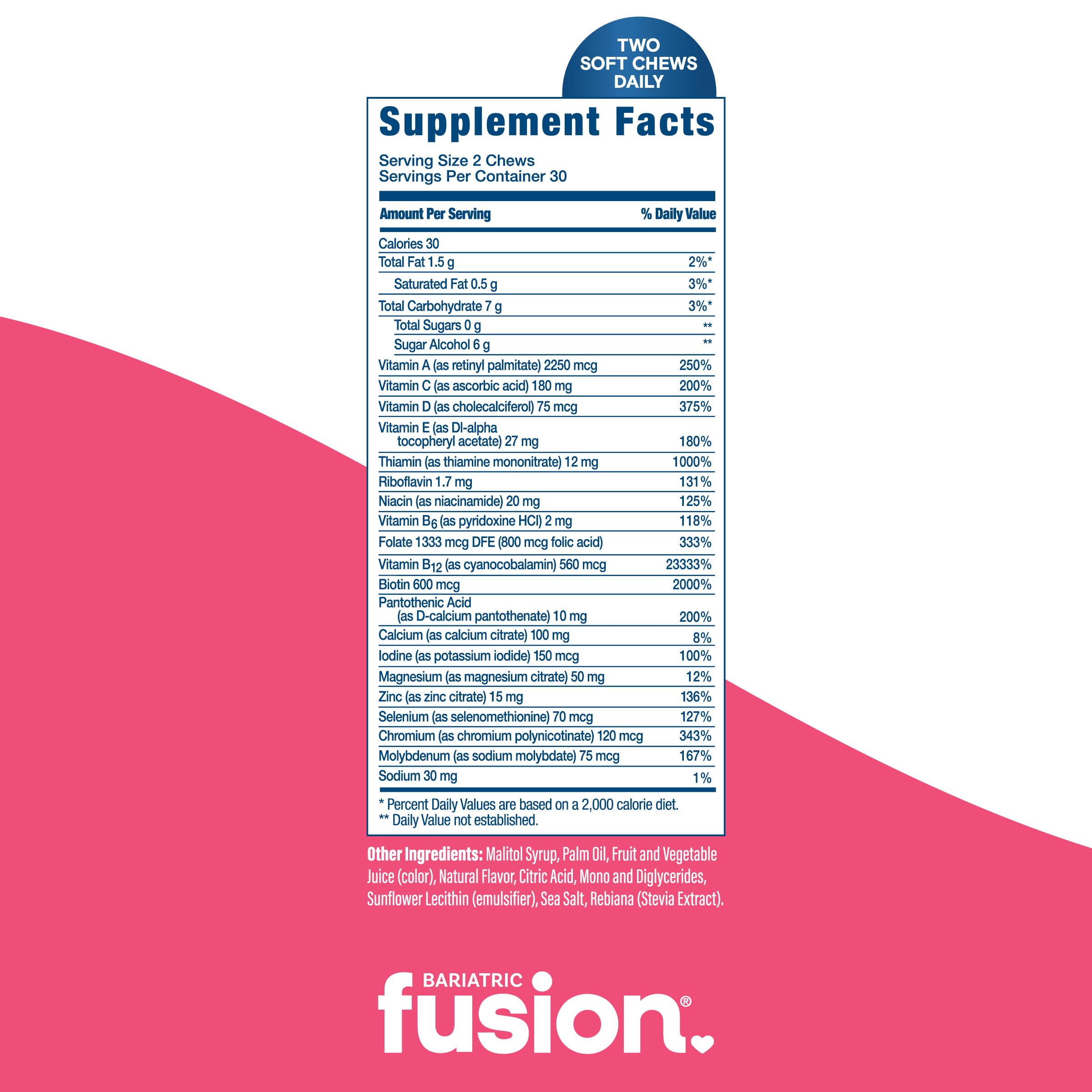 Vitamines essentielles post-chirurgie sans fer ni calcium Bariatric Fusion