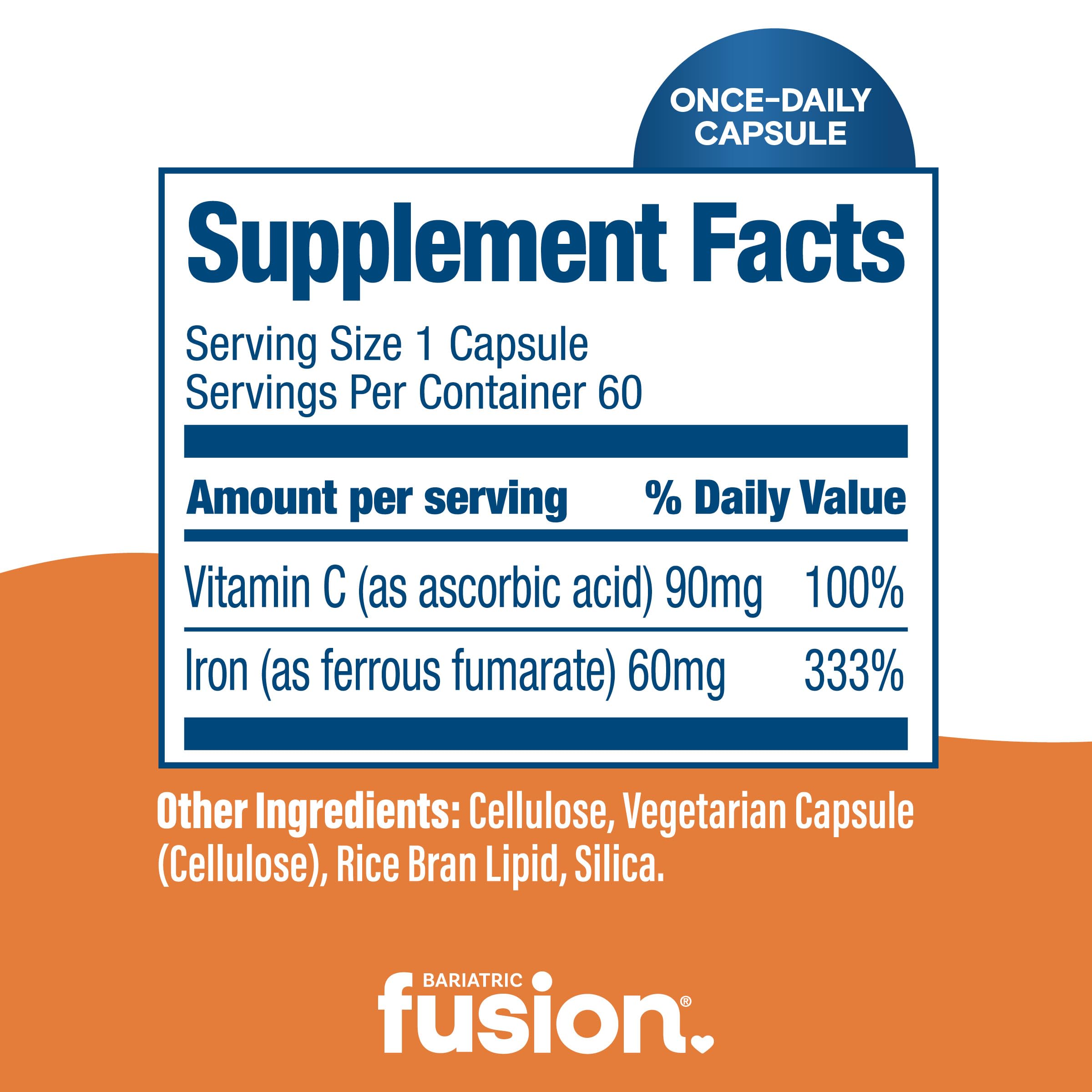Boîte Bariatric Fusion de 60 capsules, format pratique pour le quotidien.